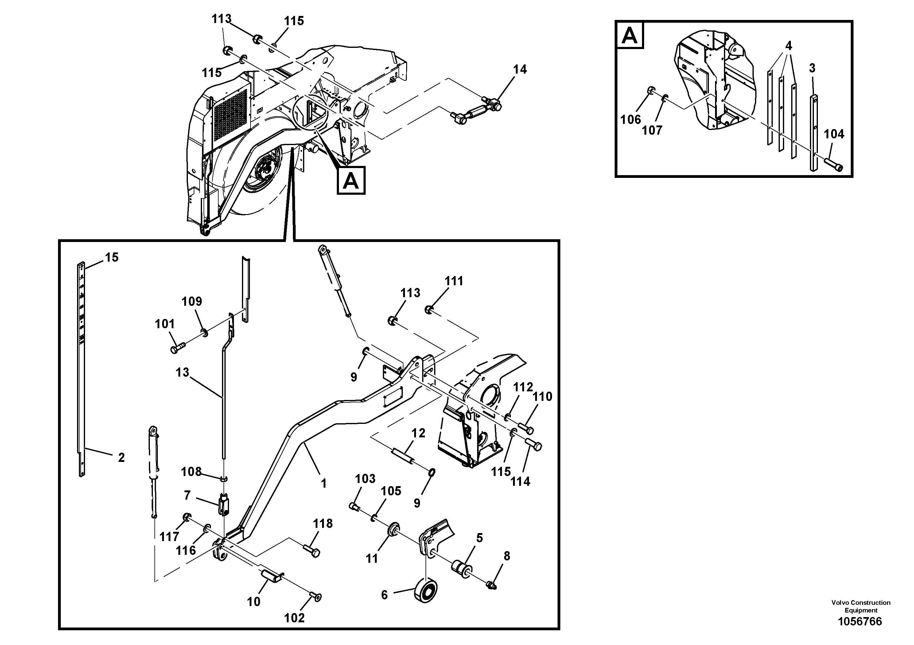 Схема запчастей Volvo ABG4361 S/N 0847503050 - - 96186 Tow Arm Assembly 