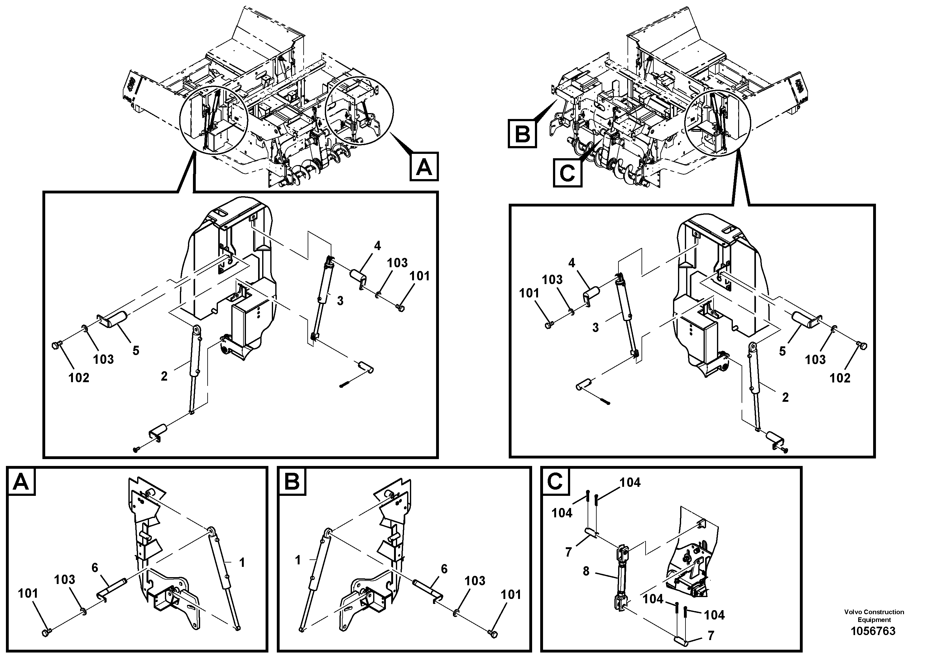 Схема запчастей Volvo ABG4361 S/N 0847503050 - - 99632 Cylinders Assembly 