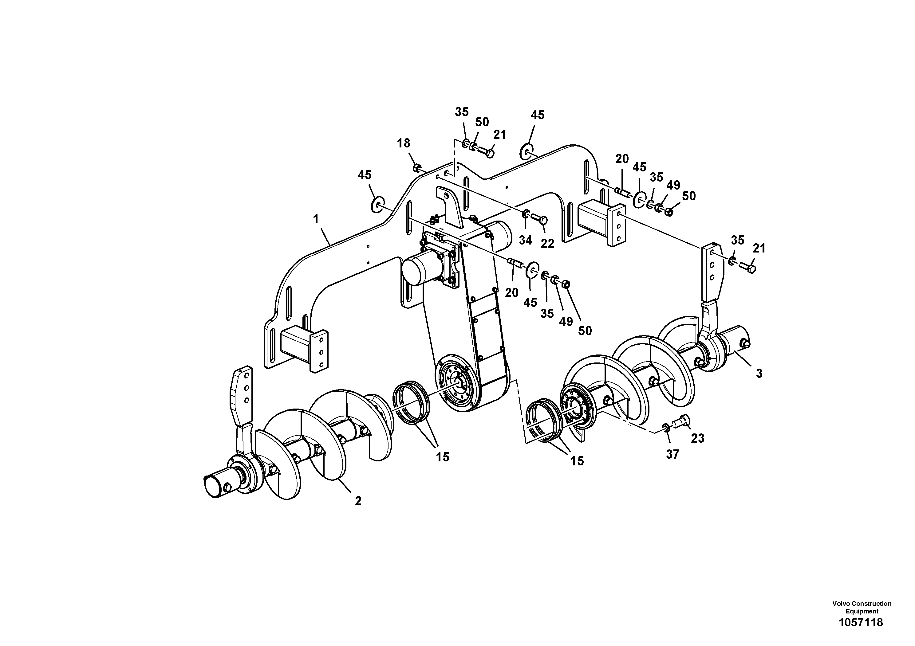 Схема запчастей Volvo ABG4361 S/N 0847503050 - - 102532 Basic Auger Installation 