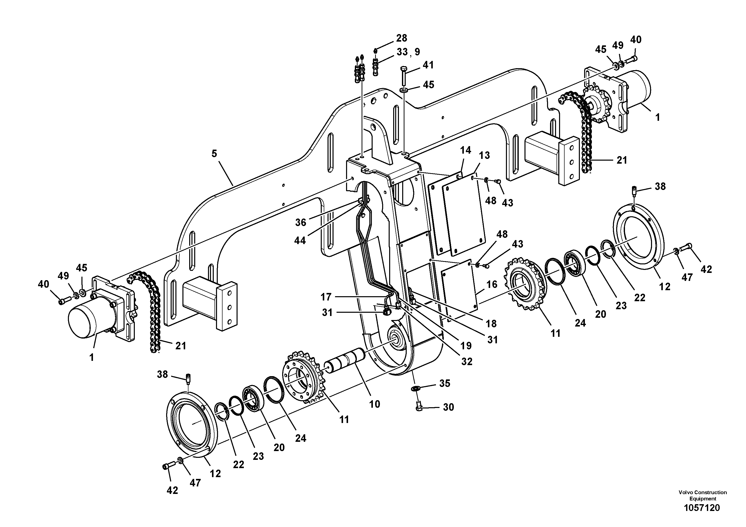 Схема запчастей Volvo ABG4361 S/N 0847503050 - - 98922 Drive Auger Assembly 