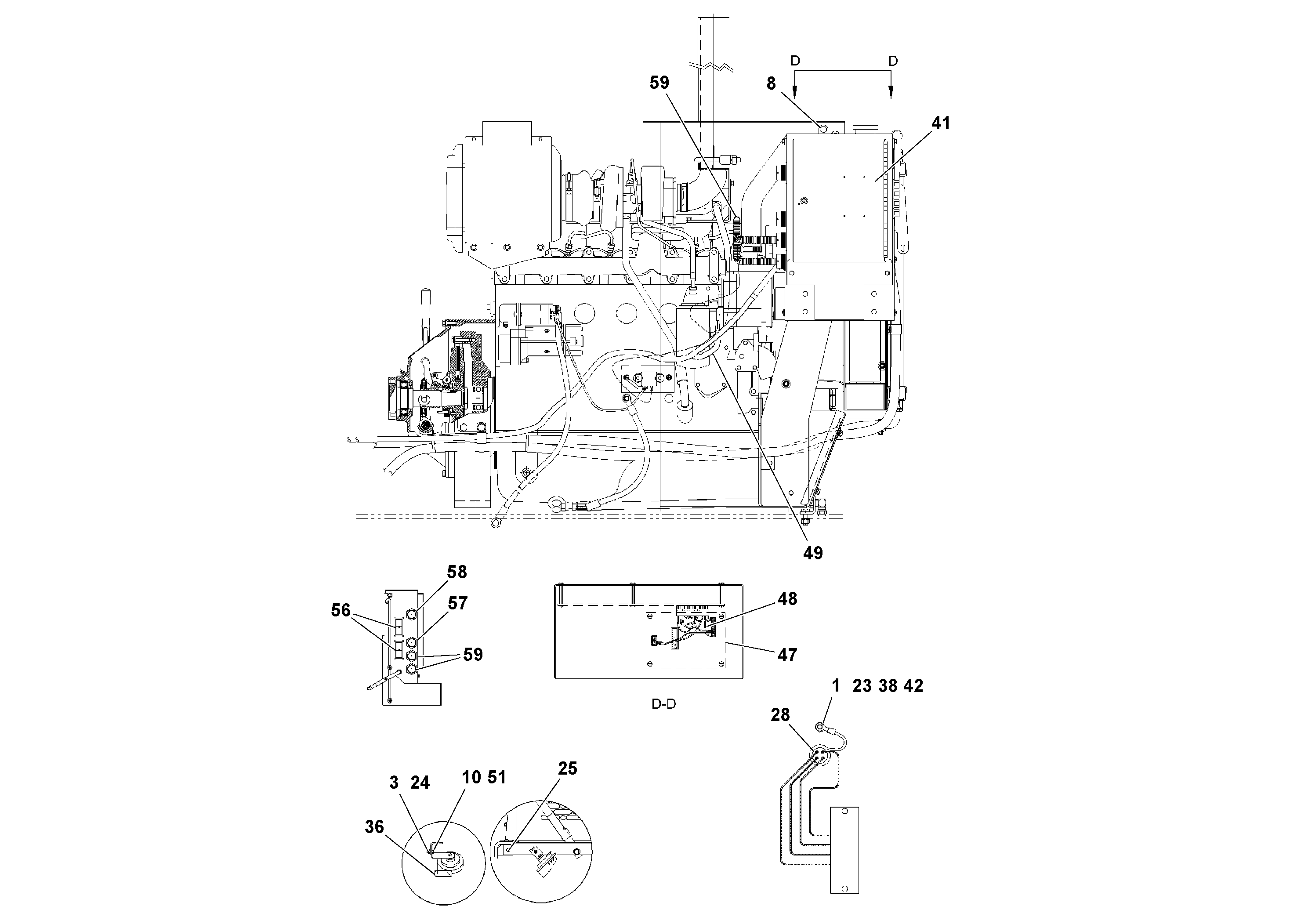 Схема запчастей Volvo PF3172/PF3200 S/N 197507- - 38077 Electrical Arrangement and Engine Wiring 