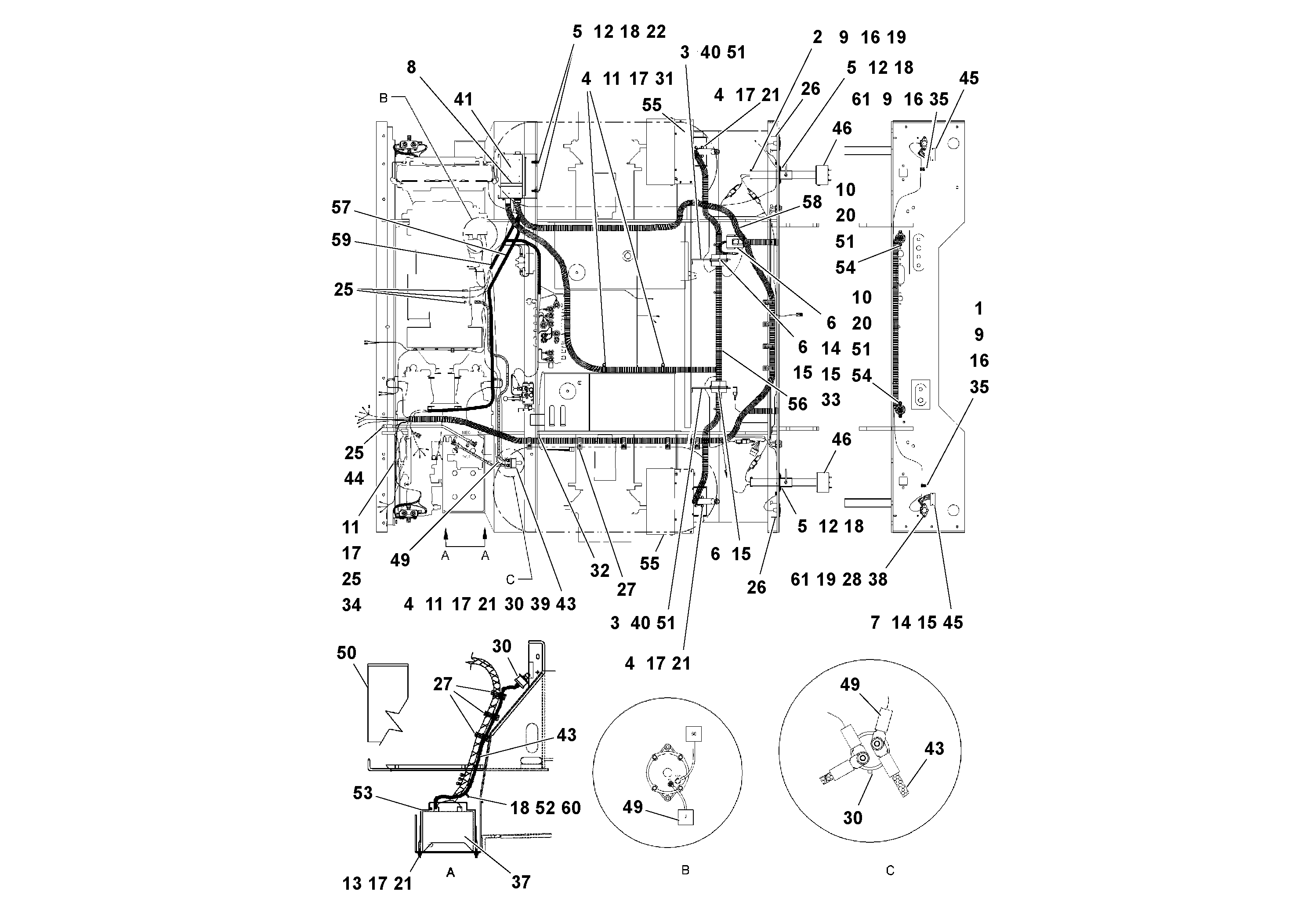 Схема запчастей Volvo PF3172/PF3200 S/N 197507- - 38086 Electrical Arrangement and Engine Wiring 