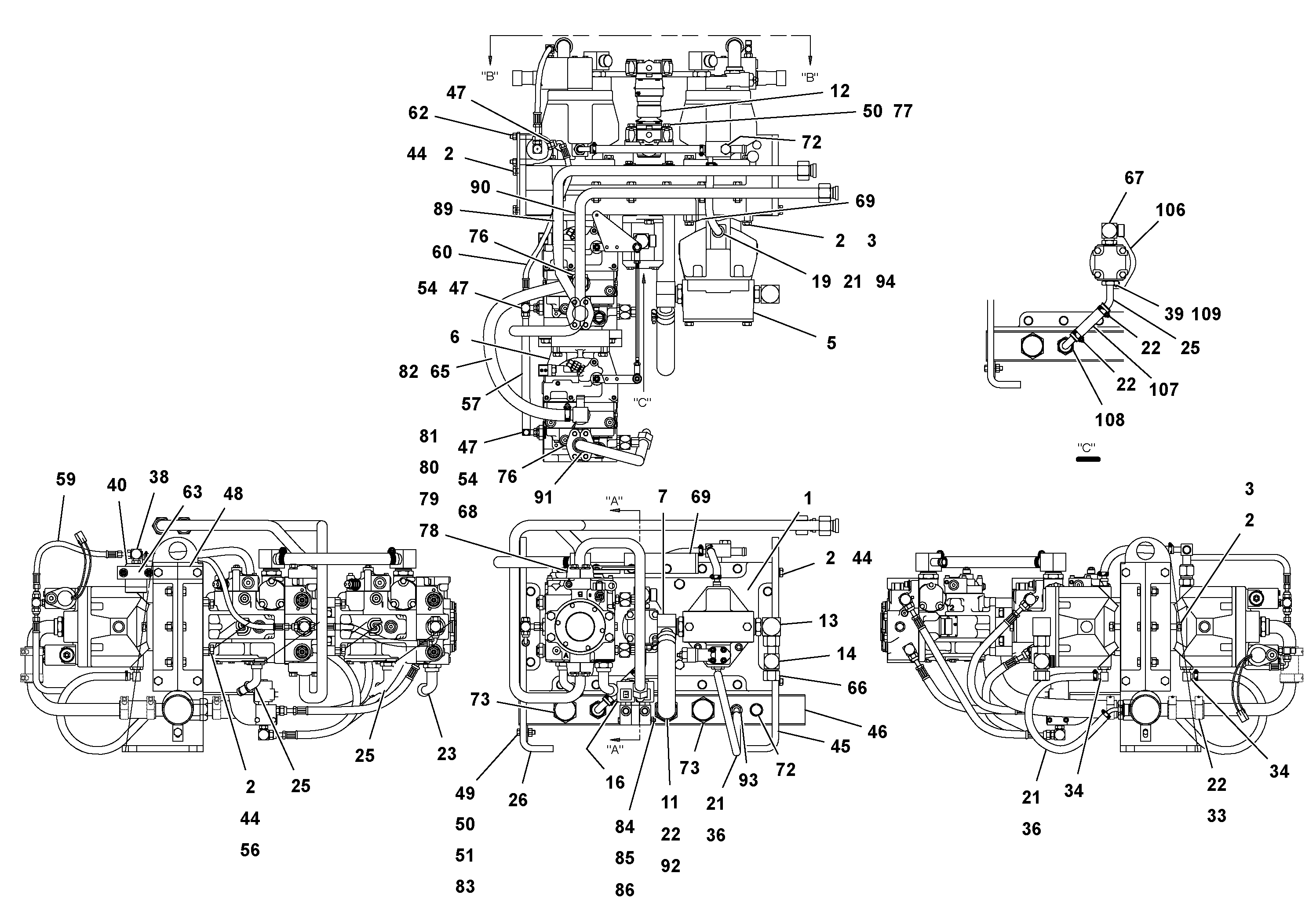 Схема запчастей Volvo PF3172/PF3200 S/N 197507- - 67640 Pump Drive Box Assembly 