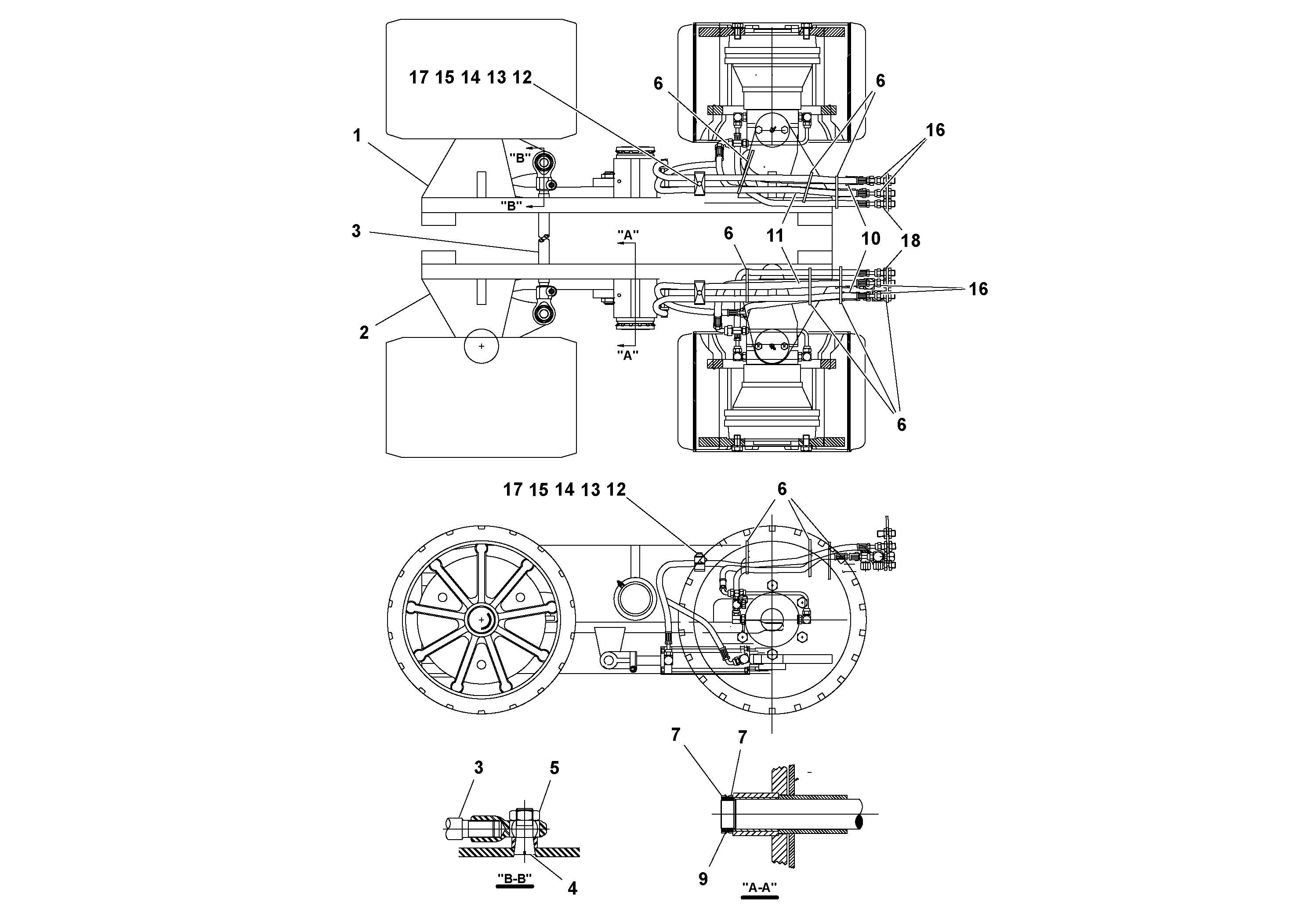 Схема запчастей Volvo PF3172/PF3200 S/N 197507- - 1887 Bogie Installation 