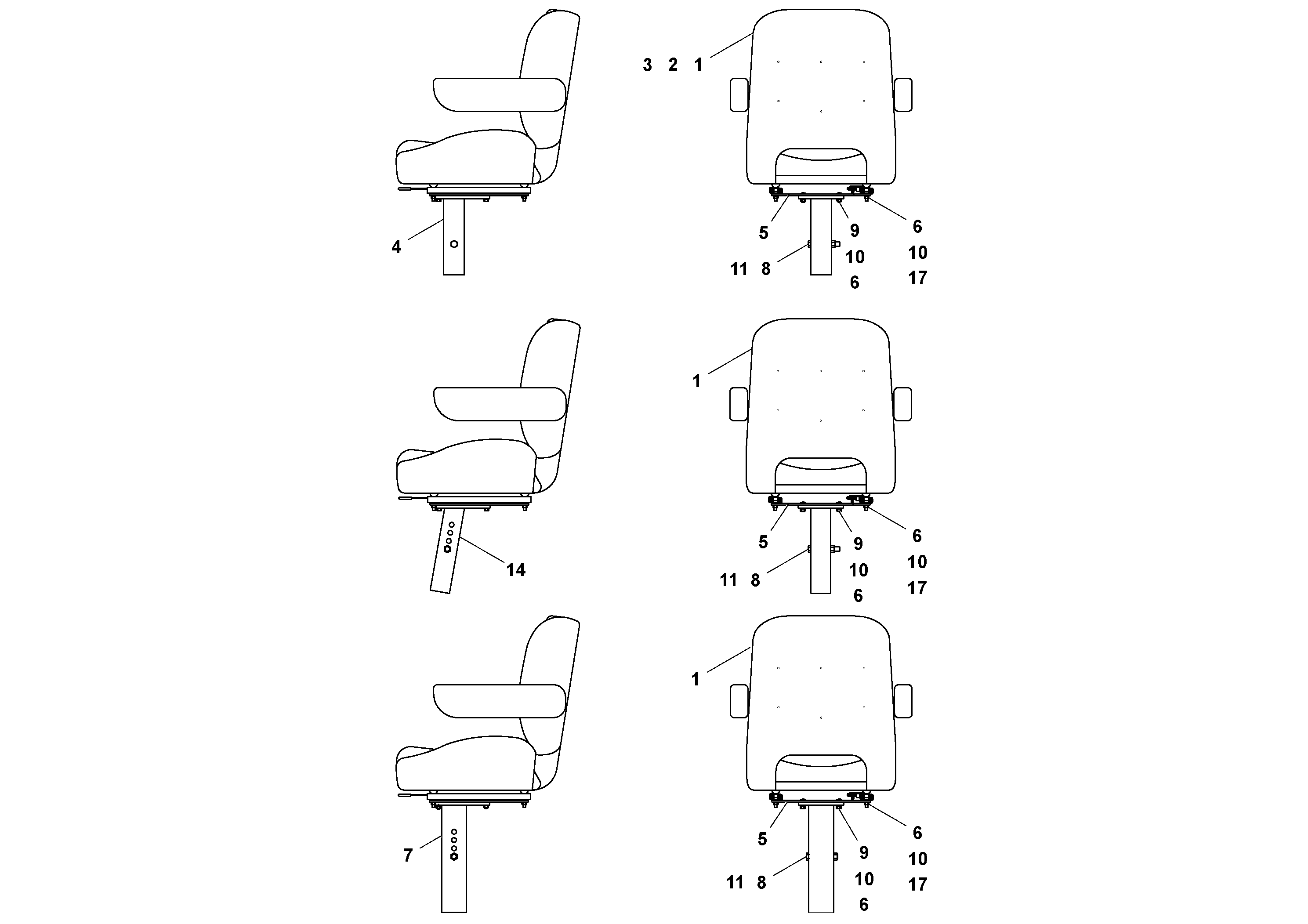 Схема запчастей Volvo PF3172/PF3200 S/N 197507- - 62205 Seat Assembly 