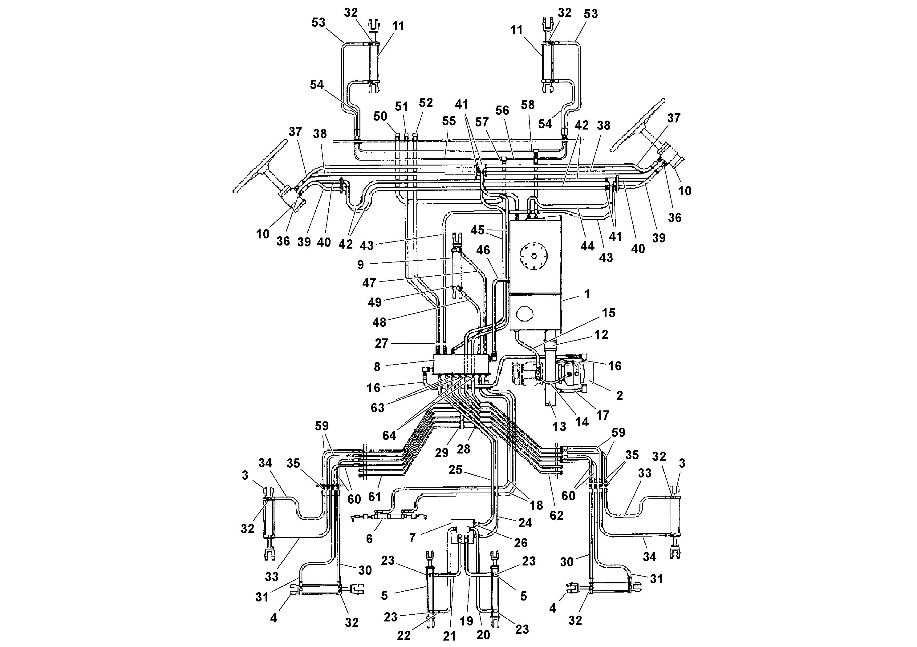 Схема запчастей Volvo PF3172/PF3200 S/N 197507- - 41677 Hydraulic diagram 