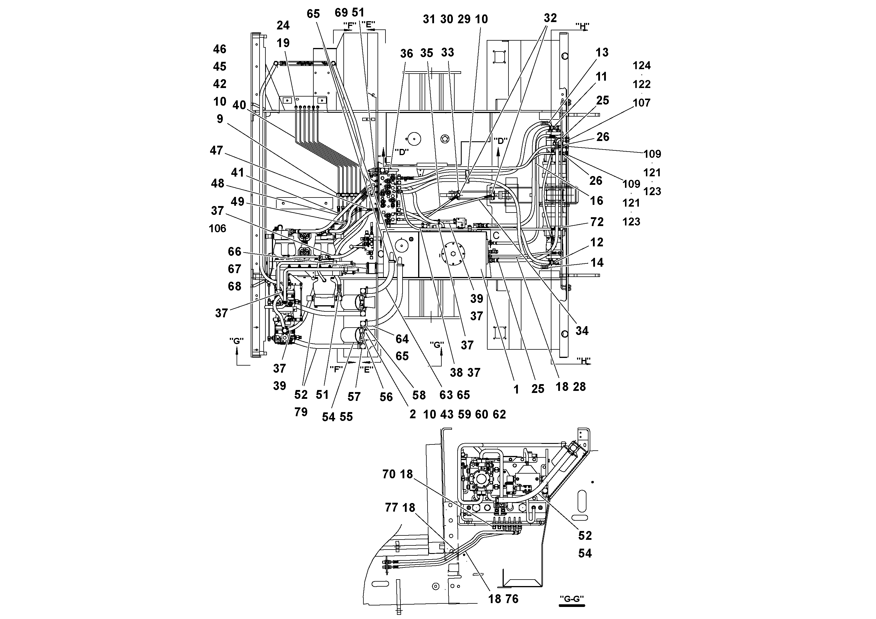 Схема запчастей Volvo PF3172/PF3200 S/N 197507- - 43973 Hydraulic installation 