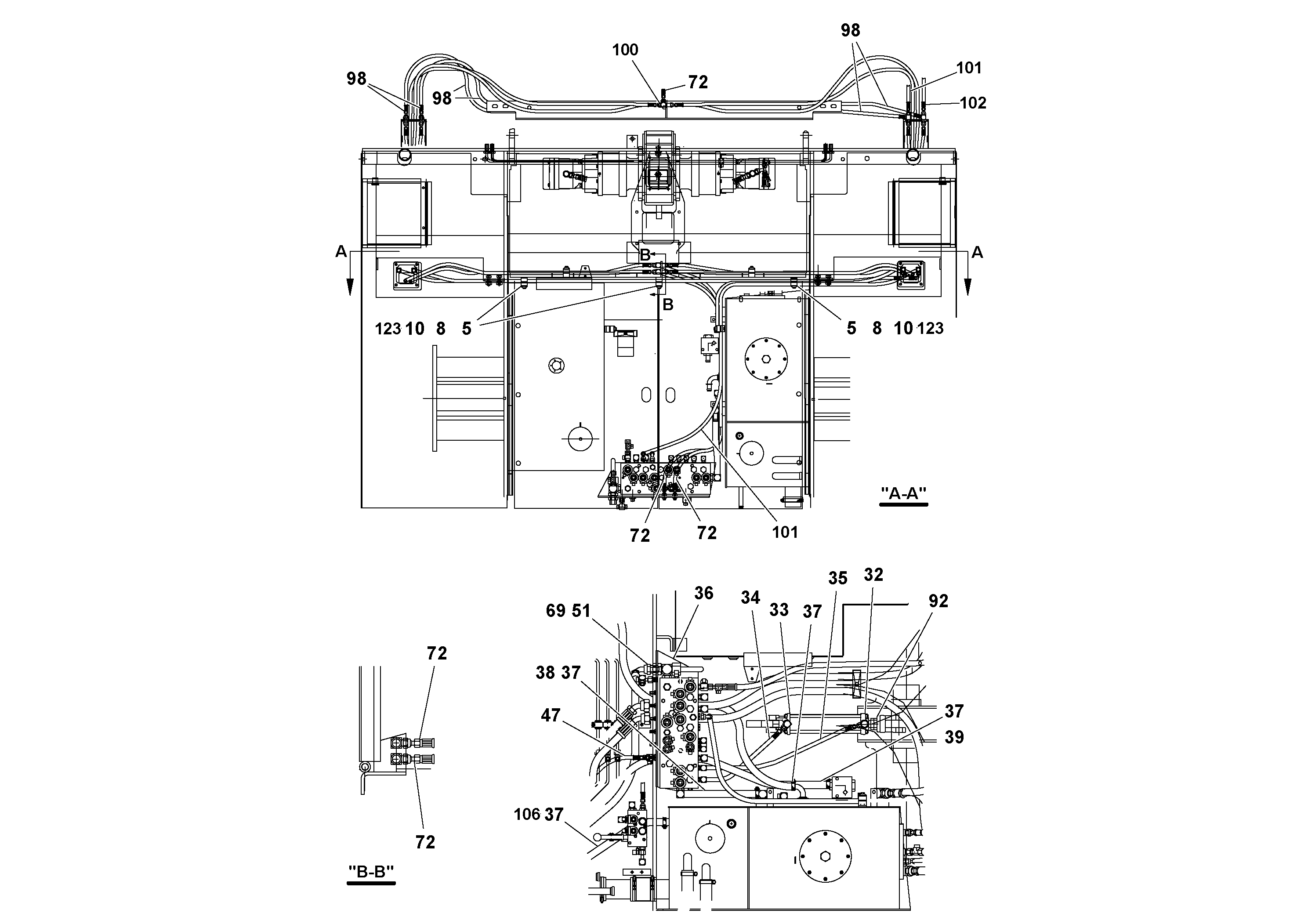 Схема запчастей Volvo PF3172/PF3200 S/N 197507- - 57167 Hydraulic installation 