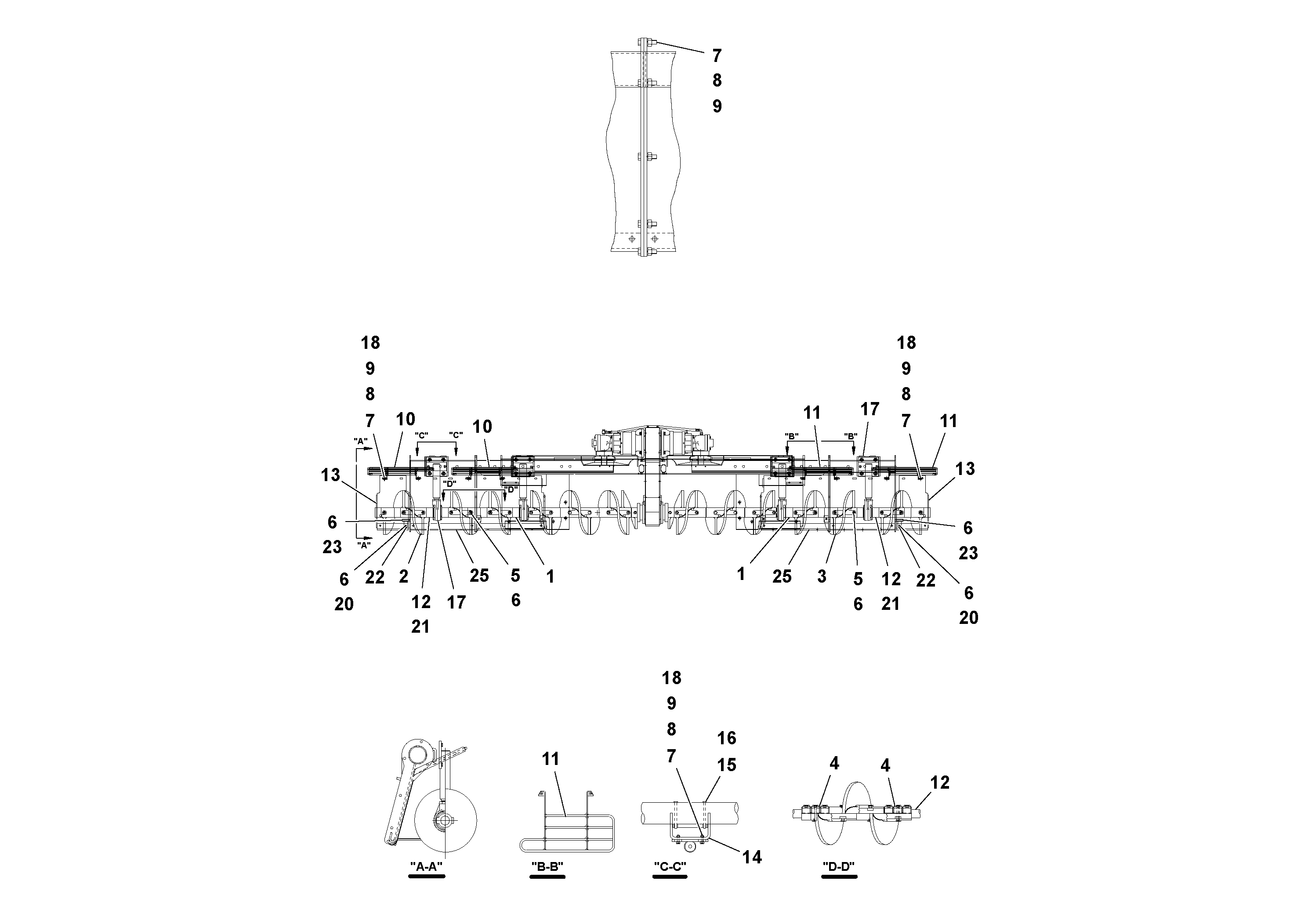 Схема запчастей Volvo PF3172/PF3200 S/N 197507- - 101530 Auger and Tunnel / Guard Arrangement 