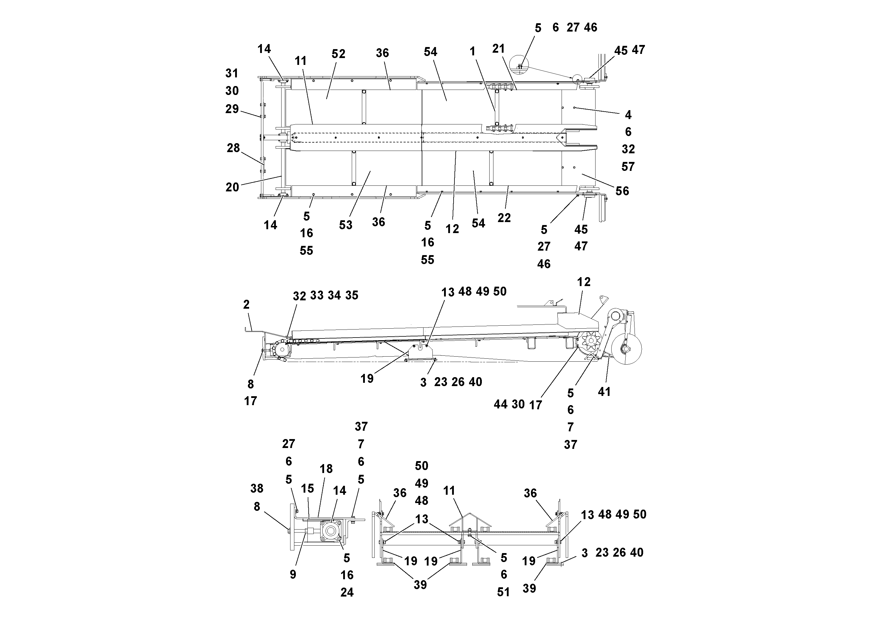 Схема запчастей Volvo PF3172/PF3200 S/N 197507- - 31493 Auger/conveyor Arrangement 