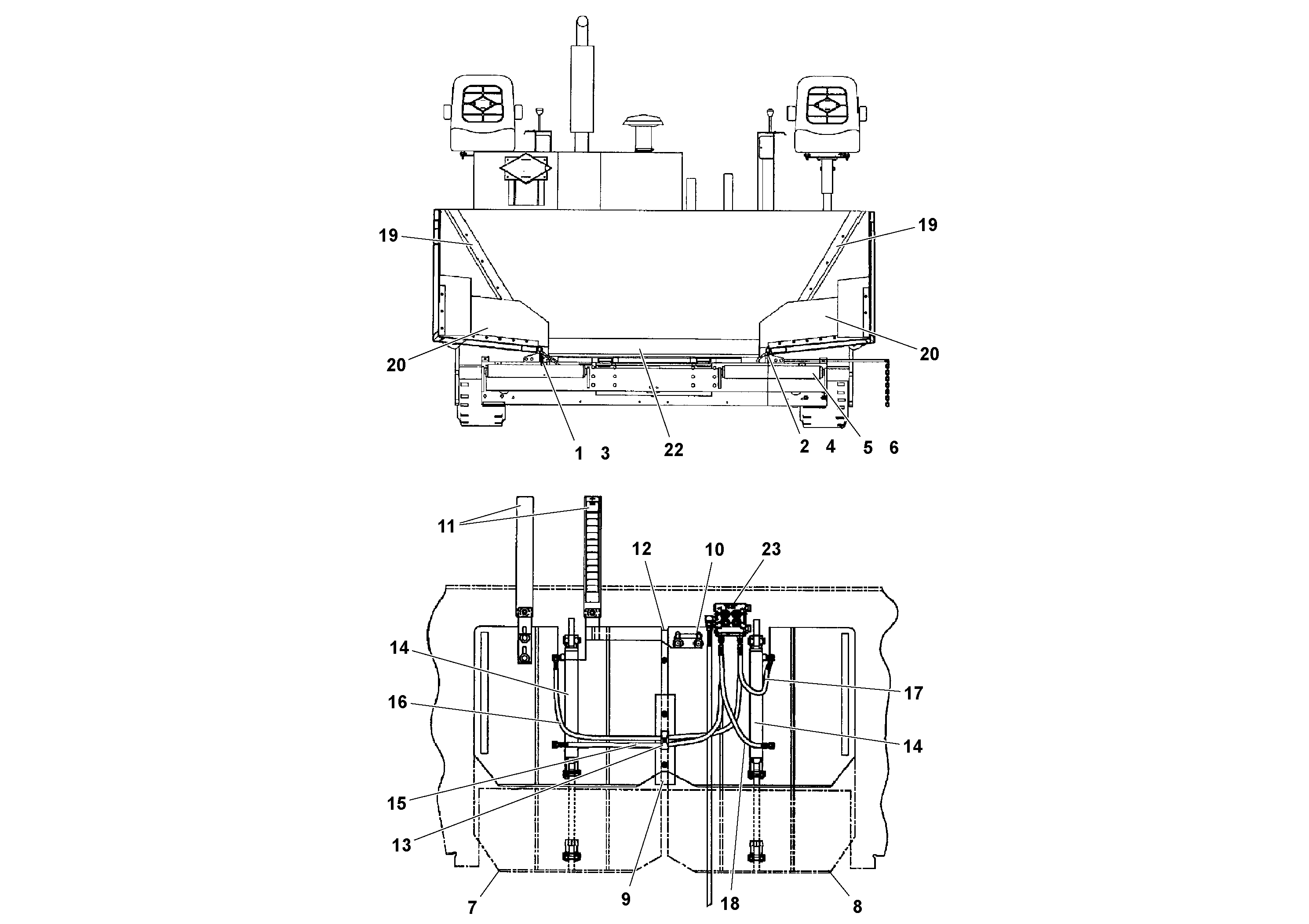 Схема запчастей Volvo PF3172/PF3200 S/N 197507- - 43408 Hopper and Flowgate Components 