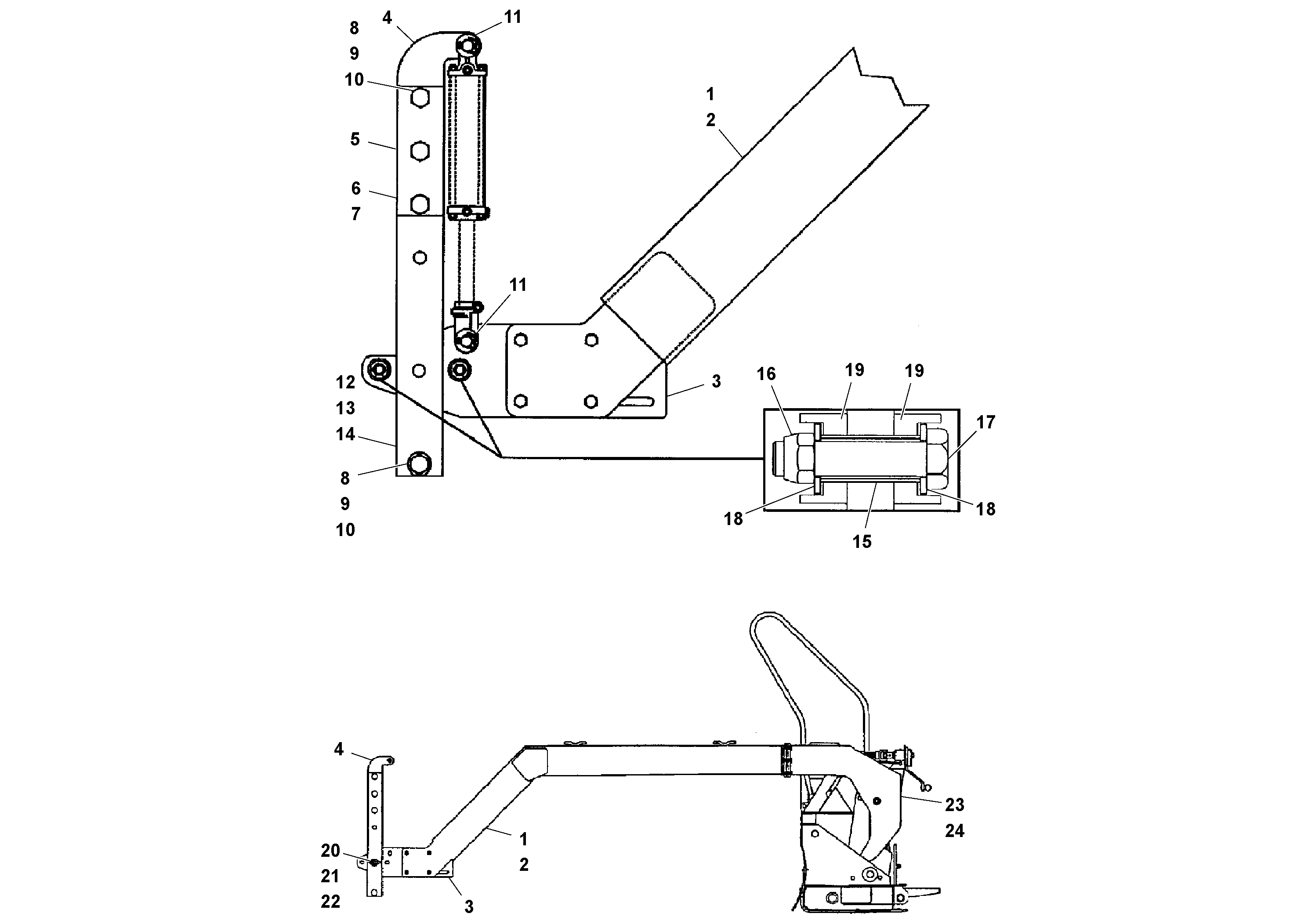 Схема запчастей Volvo PF3172/PF3200 S/N 197507- - 45376 Side Arm Arrangement 