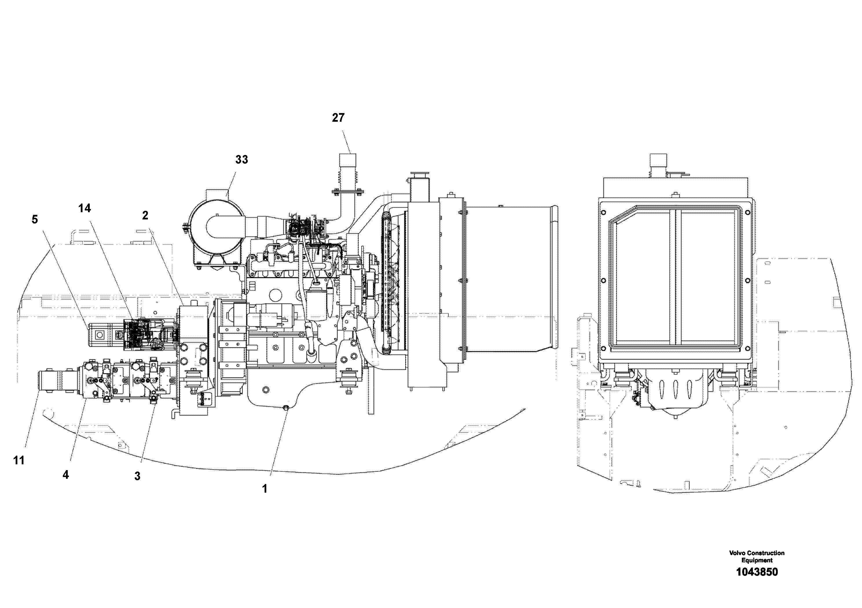 Схема запчастей Volvo ABG4371 S/N 0847503049- - 14651 Engine Installation 