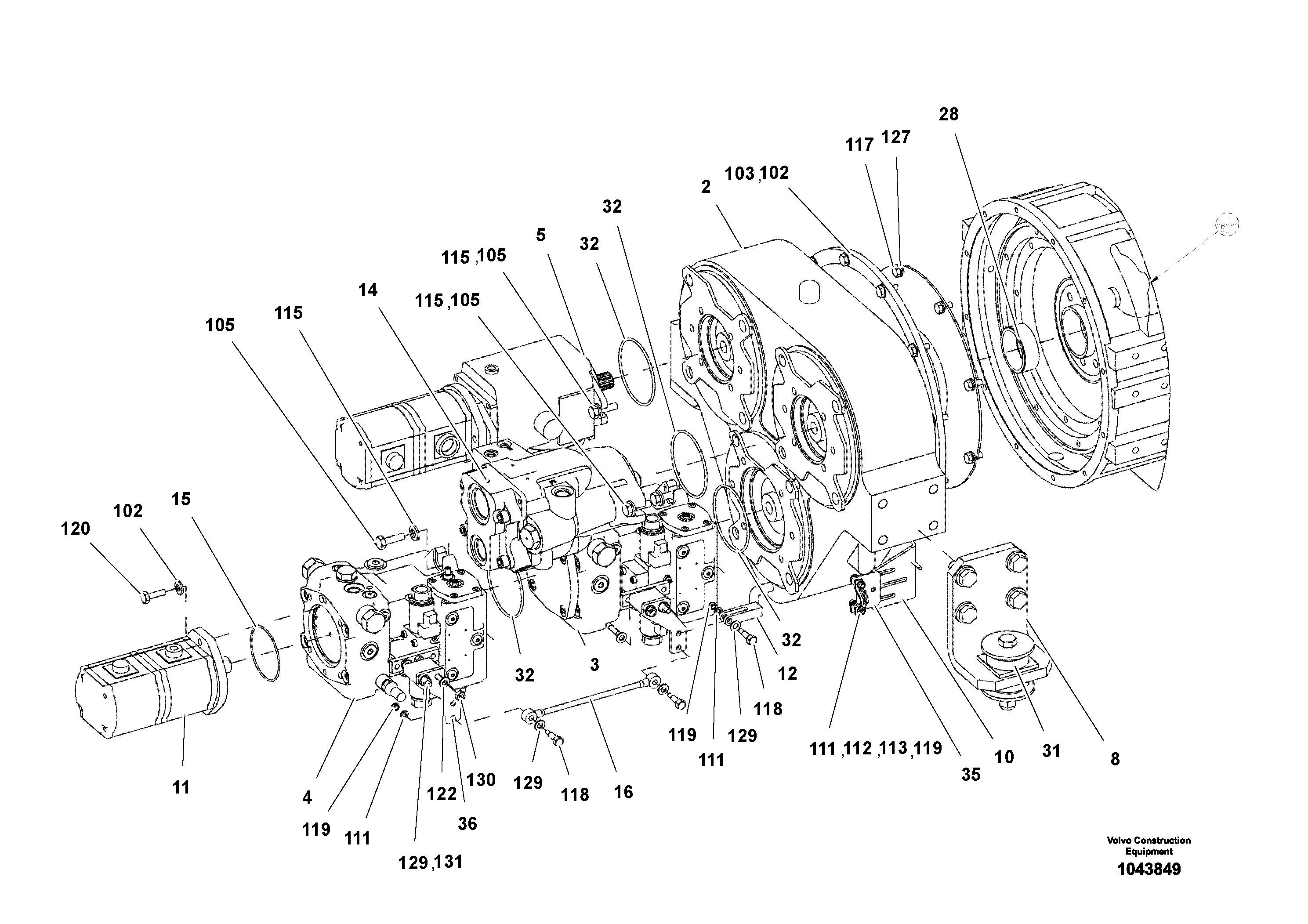 Схема запчастей Volvo ABG4371 S/N 0847503049- - 54546 Engine Installation 