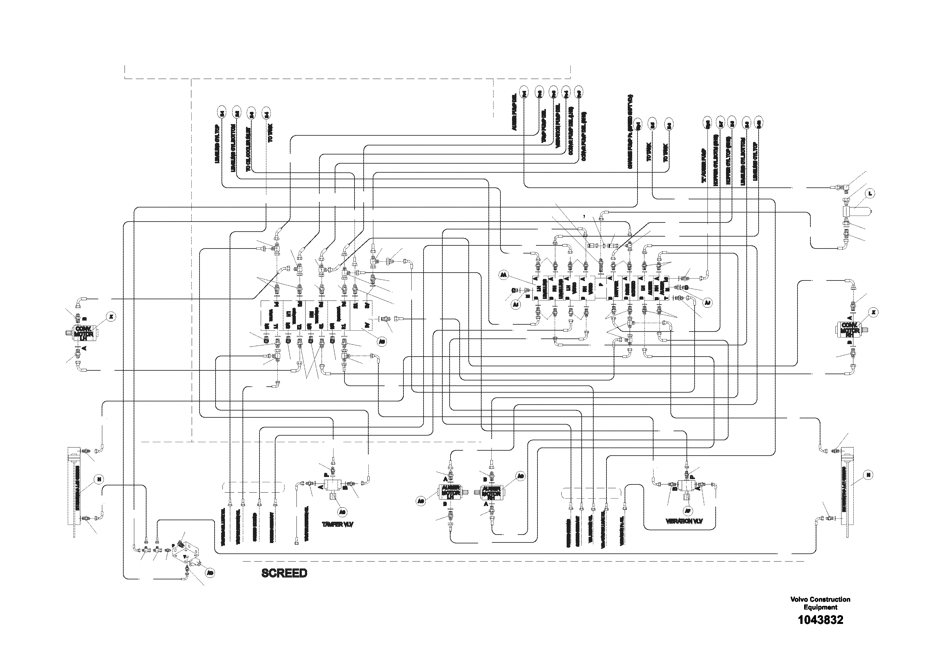 Схема запчастей Volvo ABG4371 S/N 0847503049- - 94605 Piping Hydraulic 