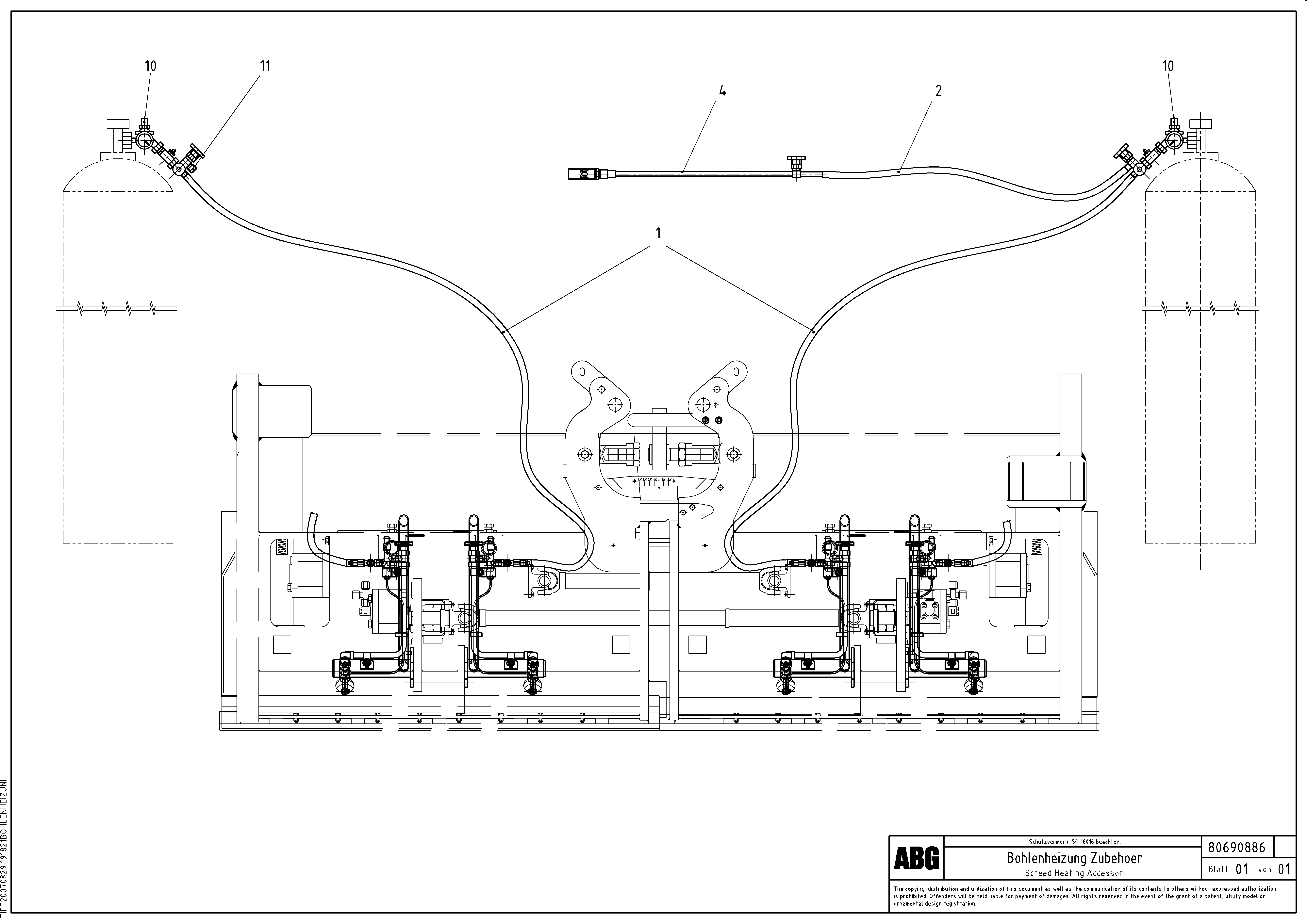Схема запчастей Volvo ABG3870 - 63998 Screed heating accessories from gas bottle to basic screed VB-V 50 ATT. SCREEDS 2,0 - 5,0M ABG3870