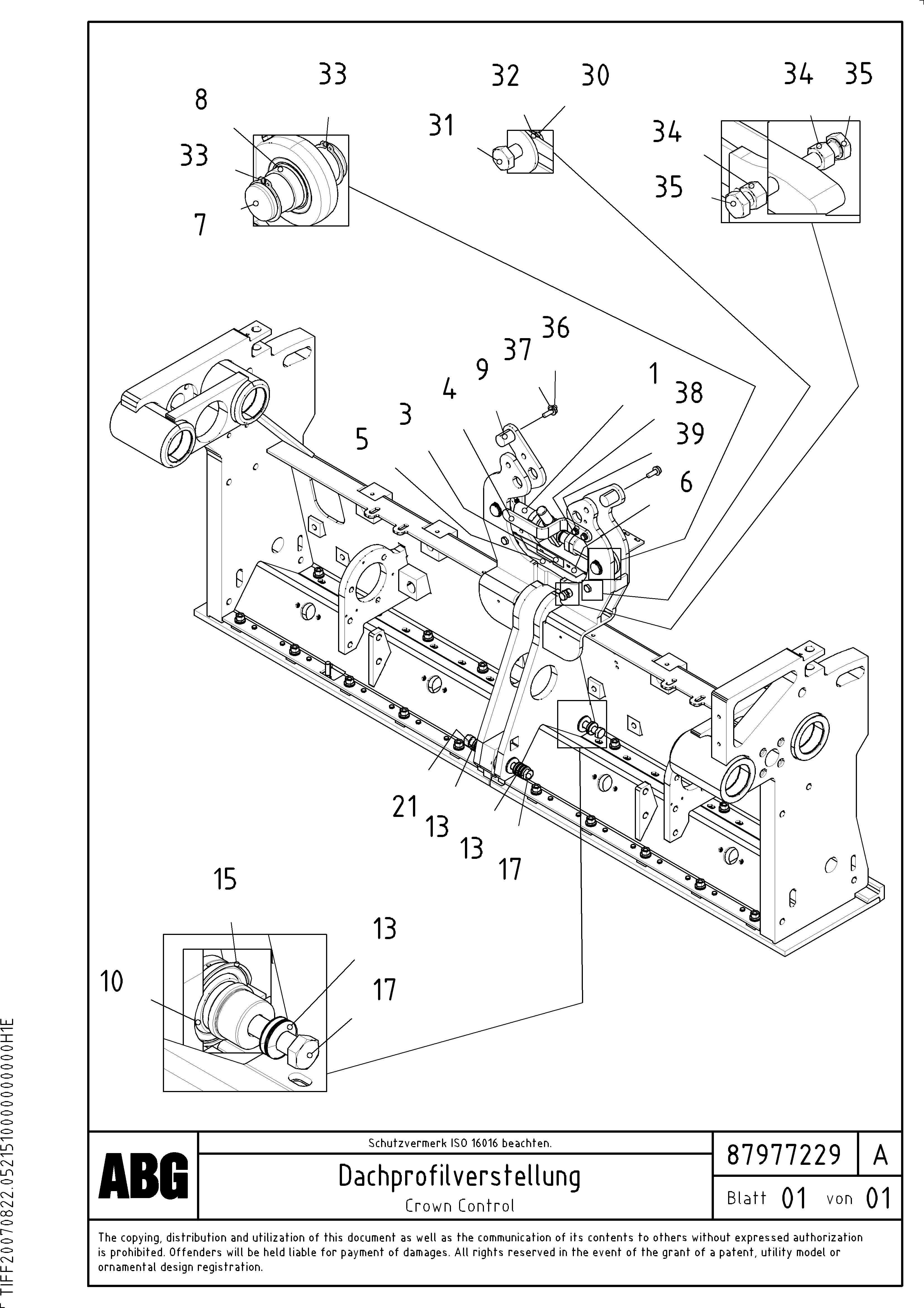 Схема запчастей Volvo ABG3870 - 76195 Crown control for basic screed VB-V 50 ATT. SCREEDS 2,0 - 5,0M ABG3870