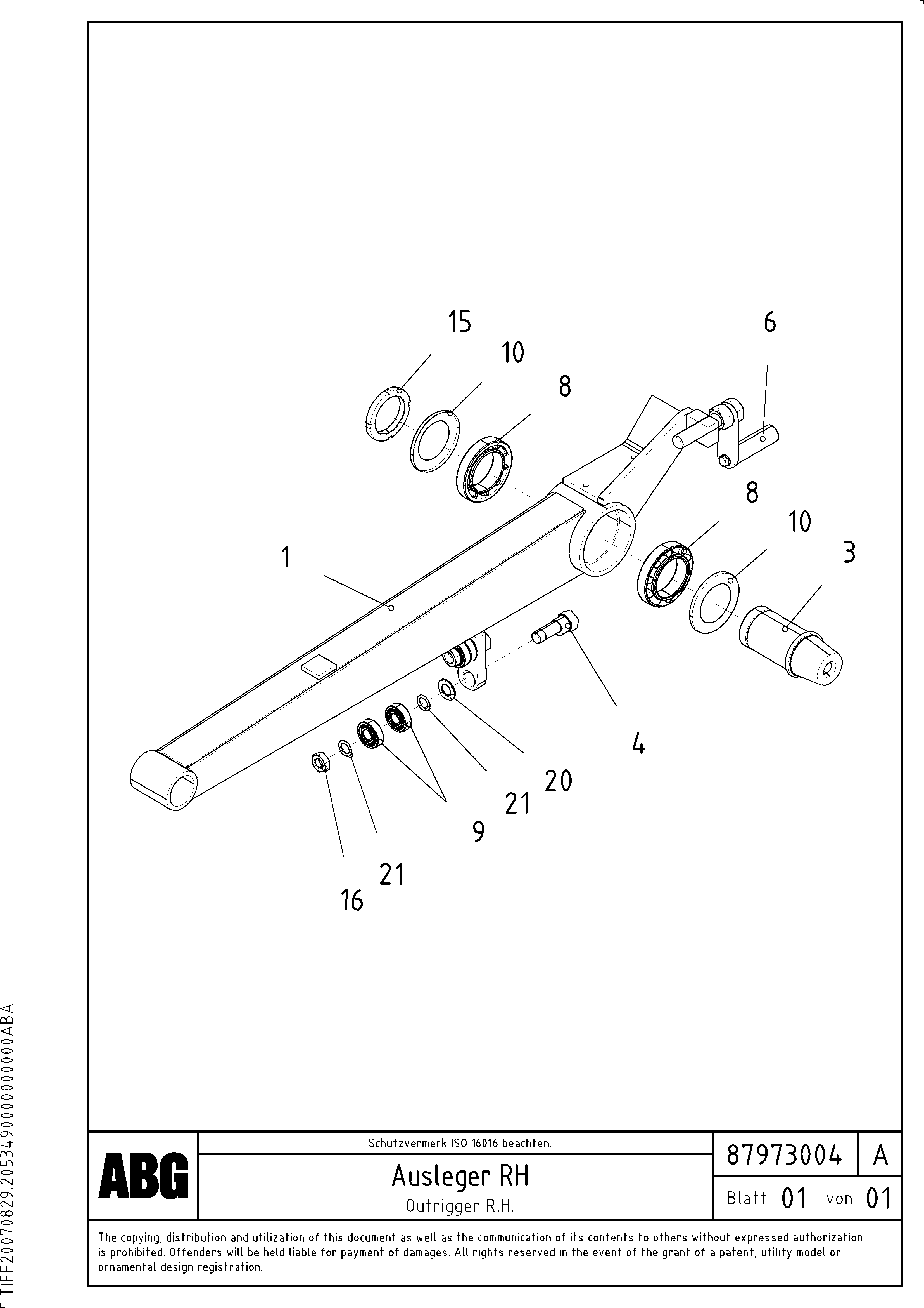Схема запчастей Volvo ABG3870 - 64584 Outrigger for lateral limitation VB-V 50 ATT. SCREEDS 2,0 - 5,0M ABG3870