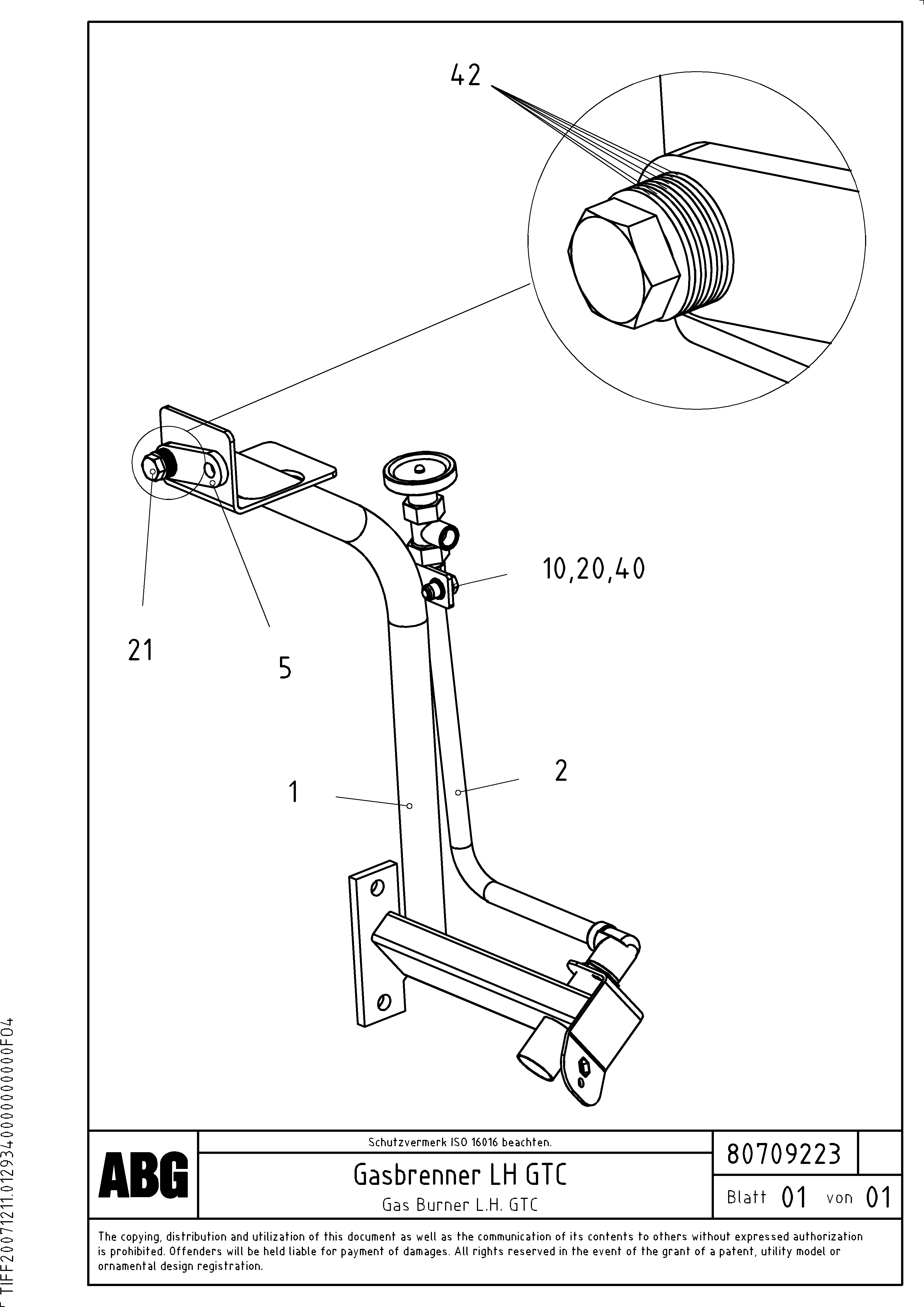 Схема запчастей Volvo ABG3870 - 70924 Gas burner VB 50 ATT. SCREEDS 2,0 - 5,0M ABG3870