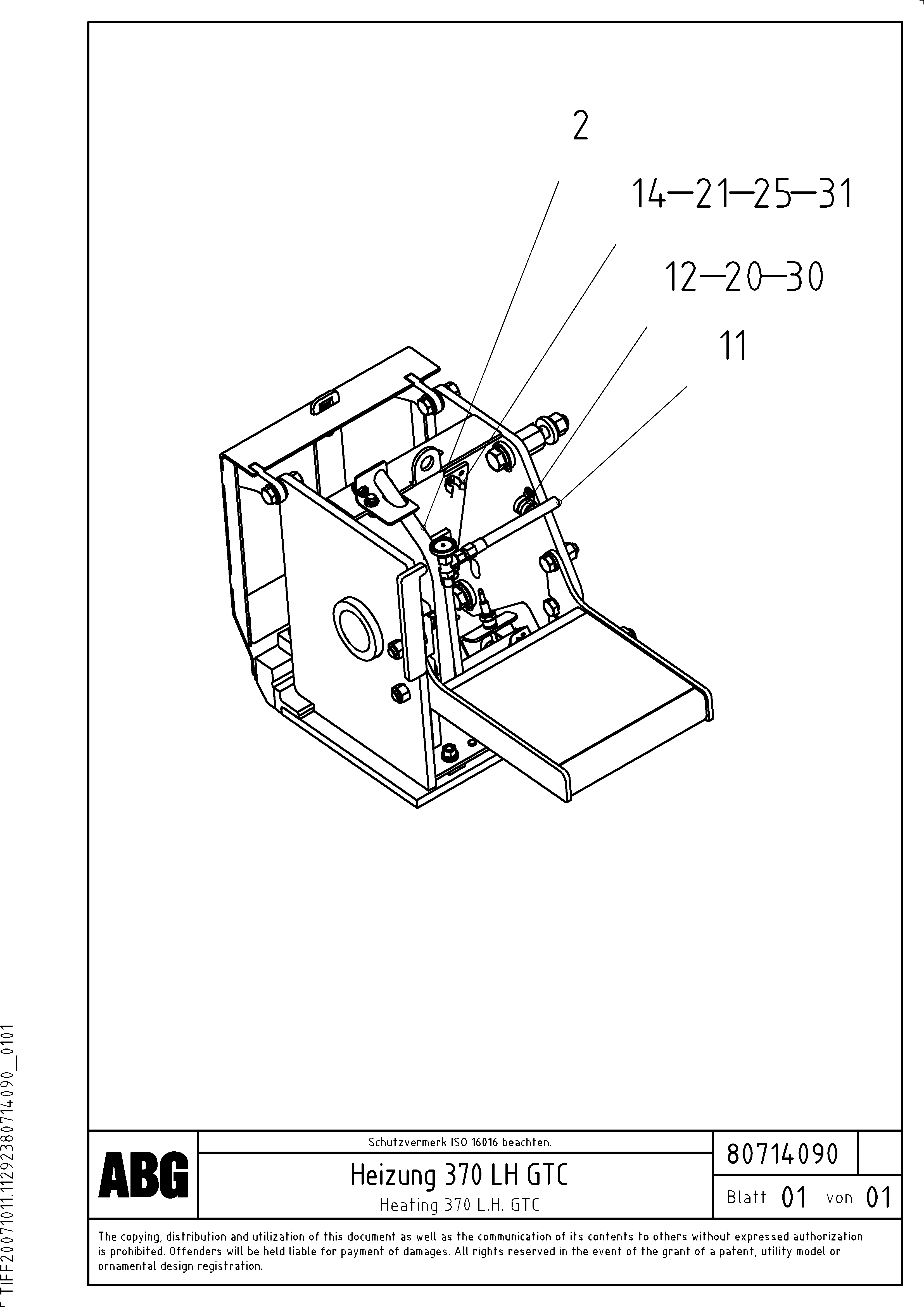 Схема запчастей Volvo ABG3870 - 70926 Gas heating for extension VB 50 ATT. SCREEDS 2,0 - 5,0M ABG3870