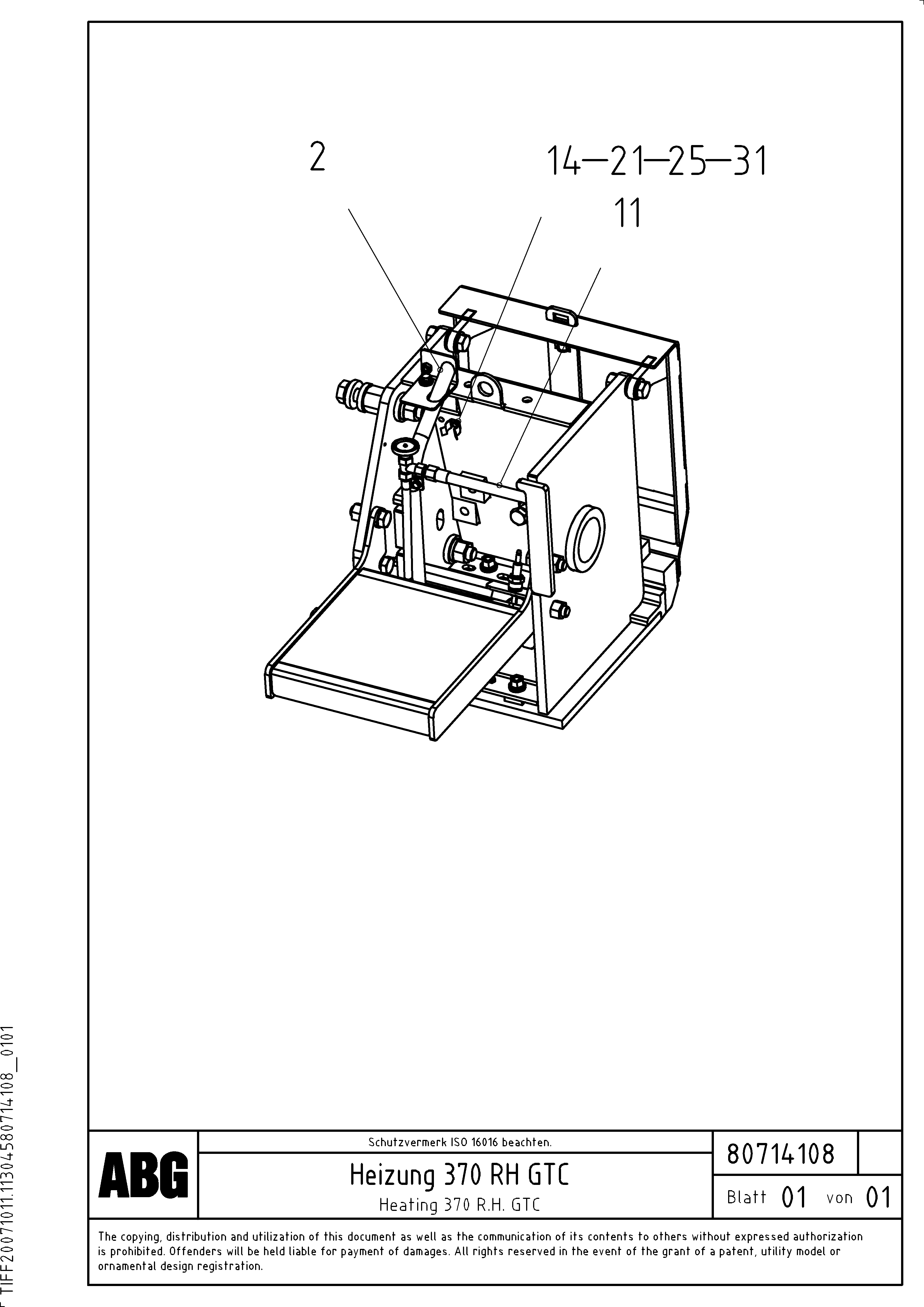 Схема запчастей Volvo ABG3870 - 70927 Gas heating for extension VB 50 ATT. SCREEDS 2,0 - 5,0M ABG3870