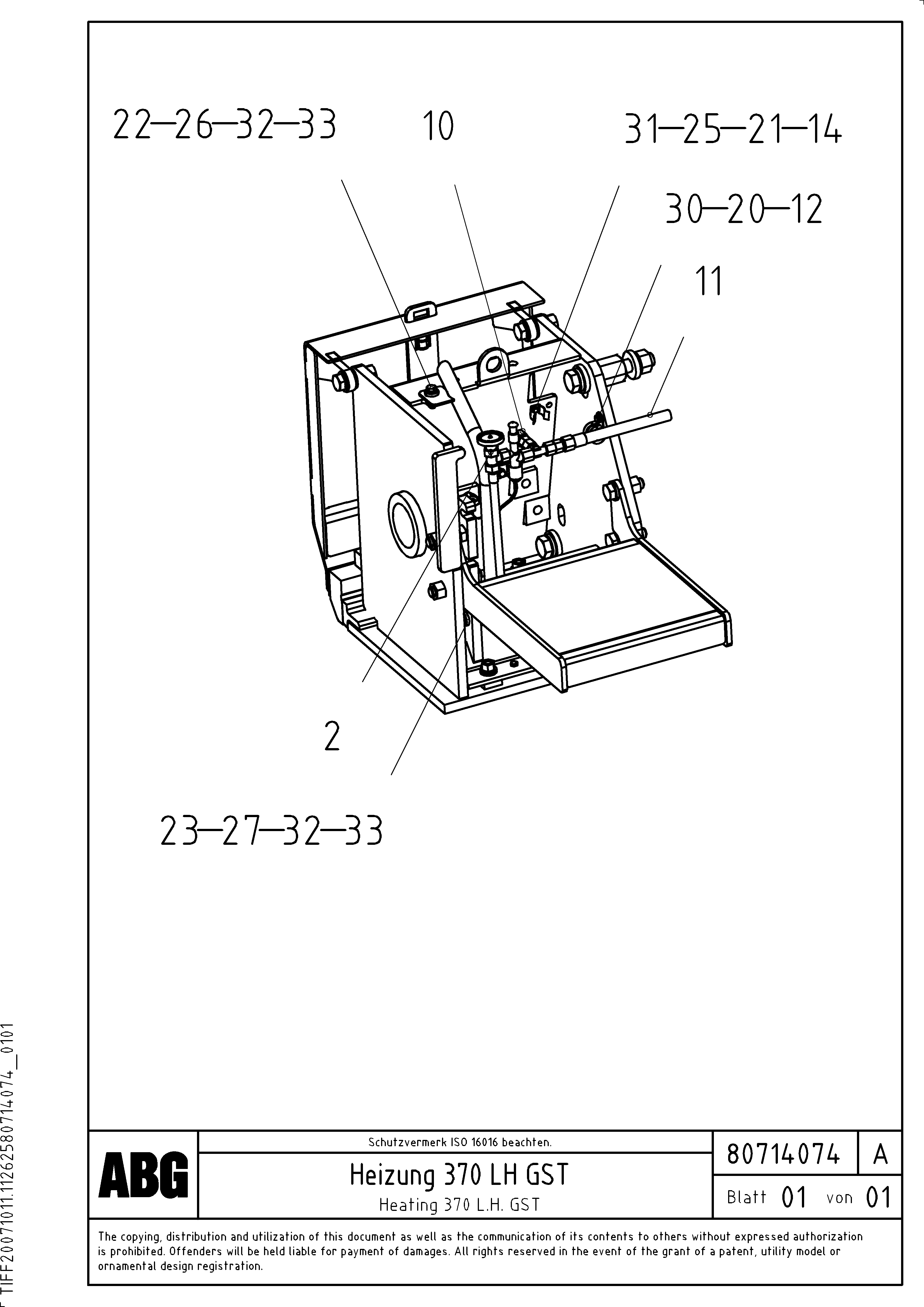 Схема запчастей Volvo ABG3870 - 70931 Gas heating for extension VB 50 ATT. SCREEDS 2,0 - 5,0M ABG3870