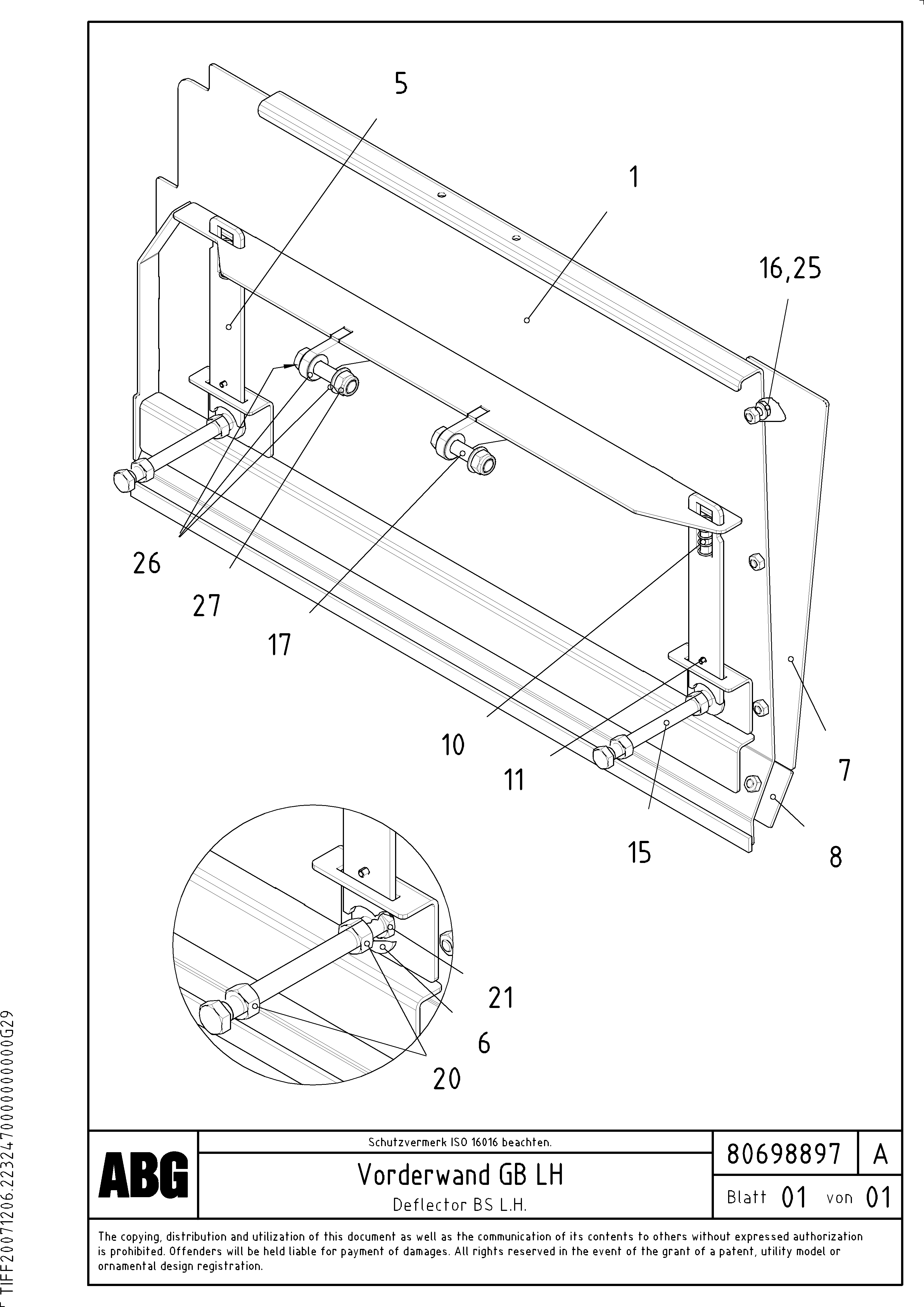 Схема запчастей Volvo ABG3870 - 71255 Deflector plate for basic screed VB 50 ATT. SCREEDS 2,0 - 5,0M ABG3870