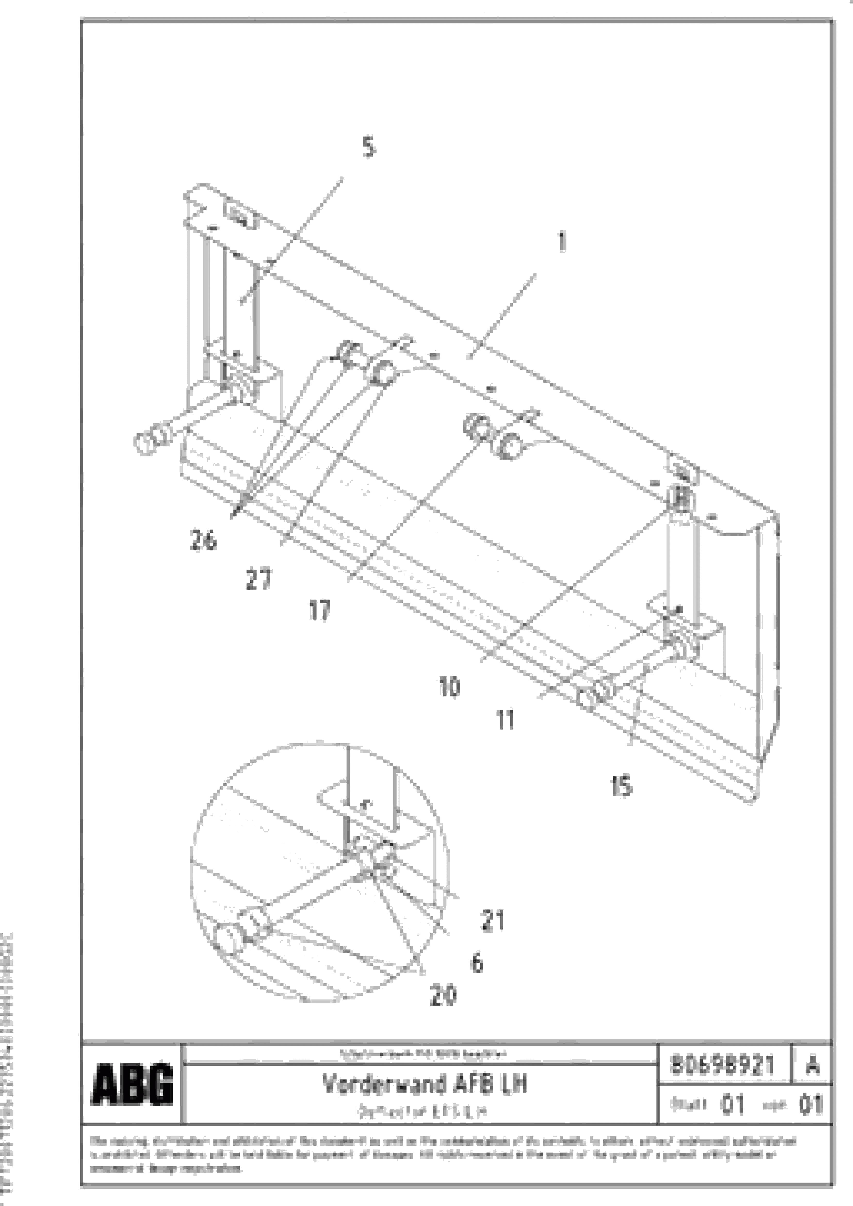 Схема запчастей Volvo ABG3870 - 71258 Deflector plate for extandable screed VB 50 ATT. SCREEDS 2,0 - 5,0M ABG3870