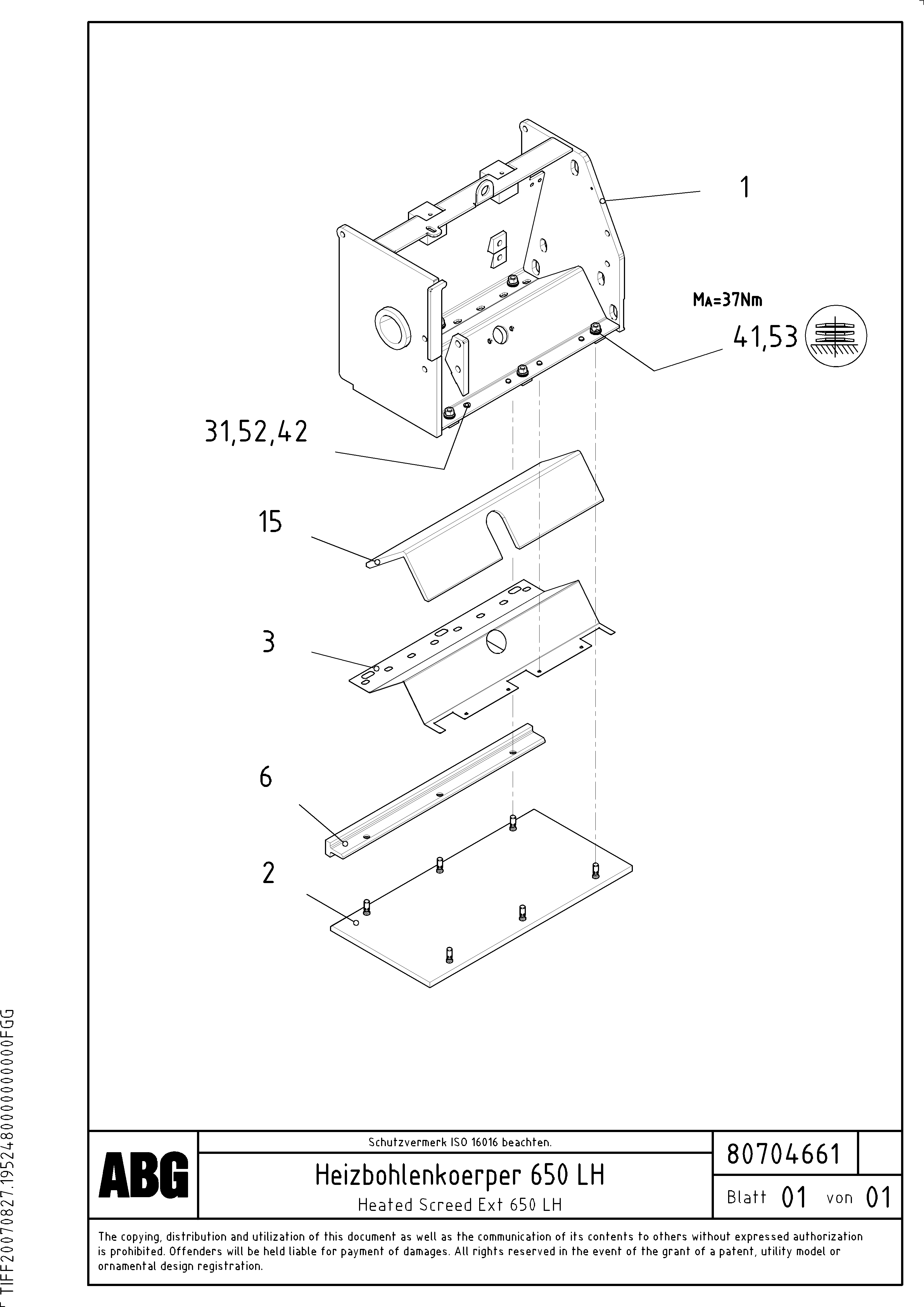 Схема запчастей Volvo ABG3870 - 71263 Heating screed for extension VB 50 ATT. SCREEDS 2,0 - 5,0M ABG3870