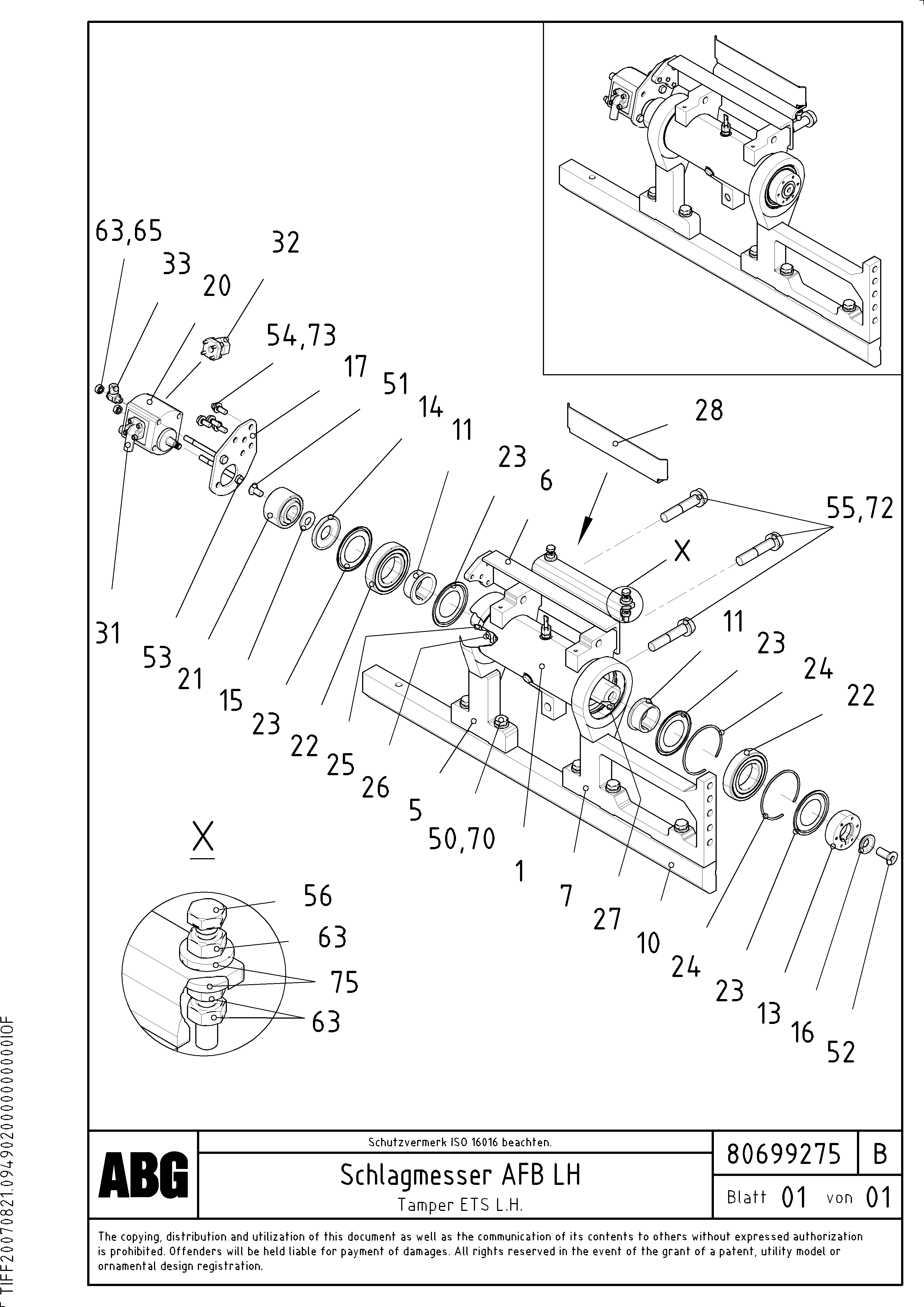 Схема запчастей Volvo ABG3870 - 68709 Tamper for extendable screed VB 50 ATT. SCREEDS 2,0 - 5,0M ABG3870