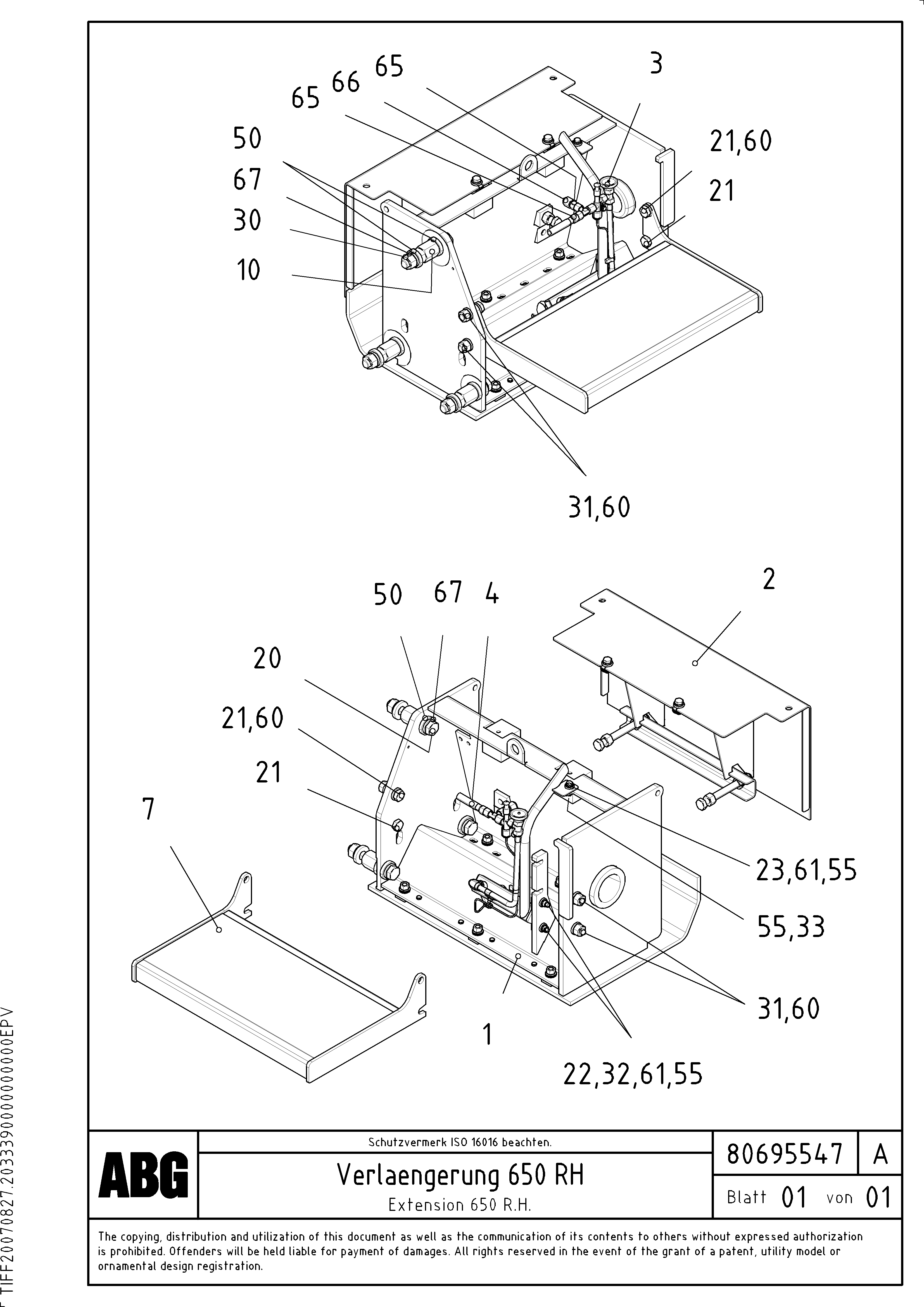Схема запчастей Volvo ABG3870 - 63638 Screed extension VB-V 50 ATT. SCREEDS 2,0 - 5,0M ABG3870