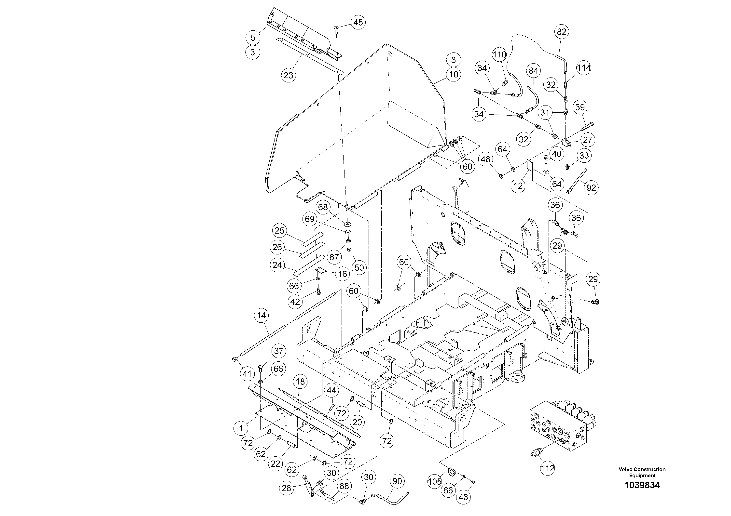 Схема запчастей Volvo ABG5770 - 94112 Hydraulic Front Apron ABG5770 S/N 20740 -