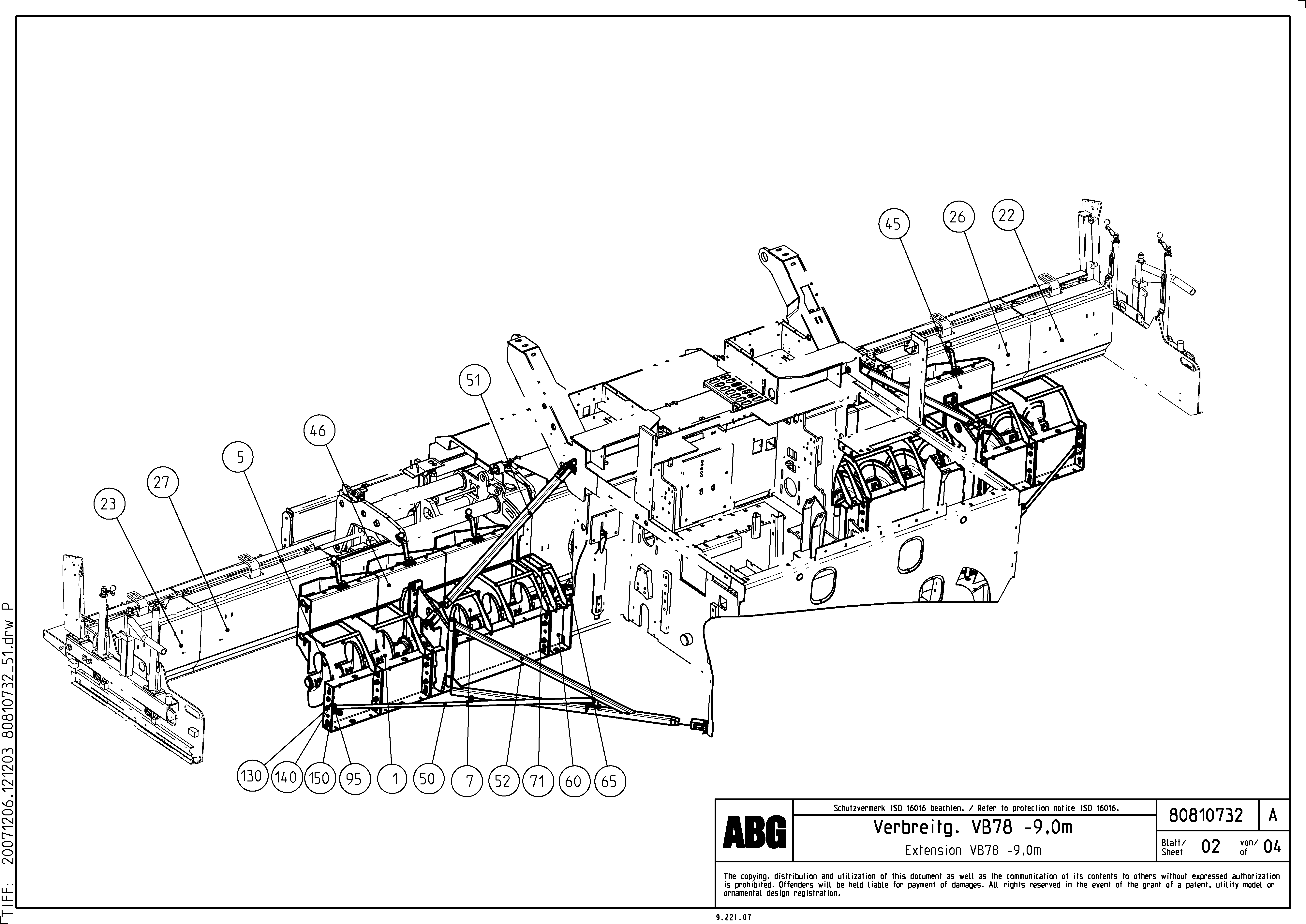 Схема запчастей Volvo ABG5770 - 78609 Extension VB 78 GTC ATT. SCREEDS 2,5 - 9,0M ABG5770, ABG5870, ABG6870