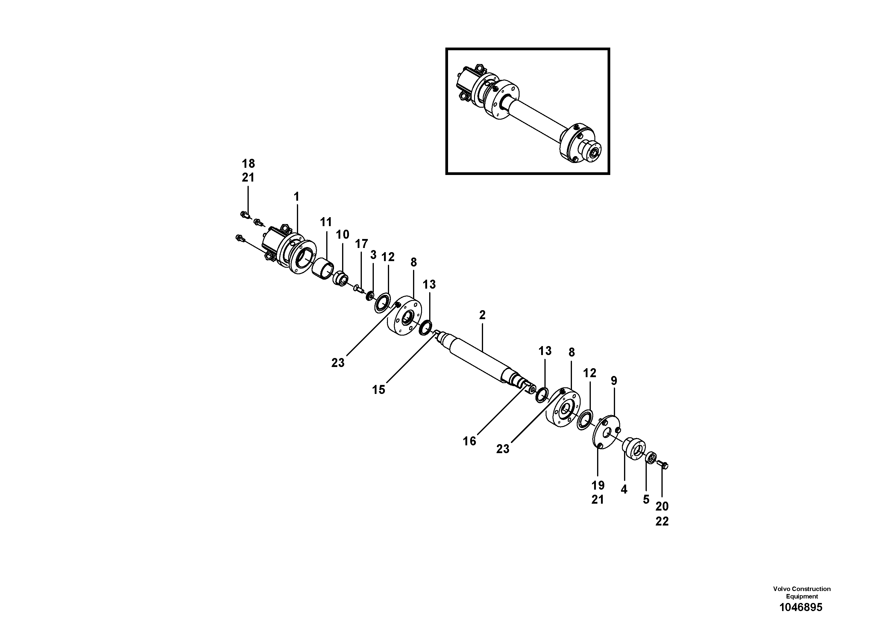 Схема запчастей Volvo ABG5770 - 72982 Vibrator shaft for basic screed VB 78 ETC ATT. SCREED 2,5 - 9,0 M ABG5770, ABG5870, ABG6870