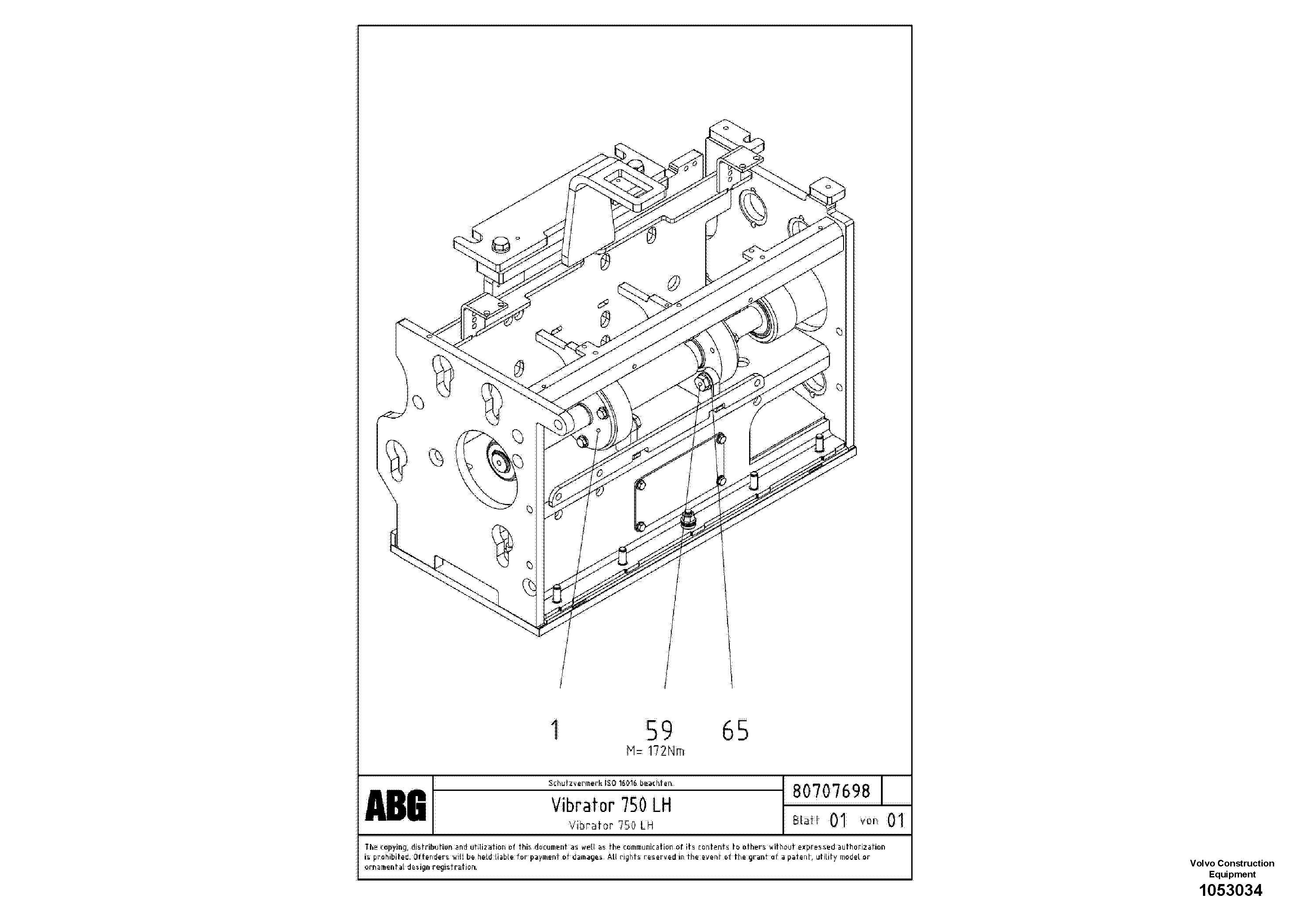 Схема запчастей Volvo ABG5770 - 80636 Vibrator shaft for extension VB 78 ETC ATT. SCREED 2,5 - 9,0 M ABG5770, ABG5870, ABG6870