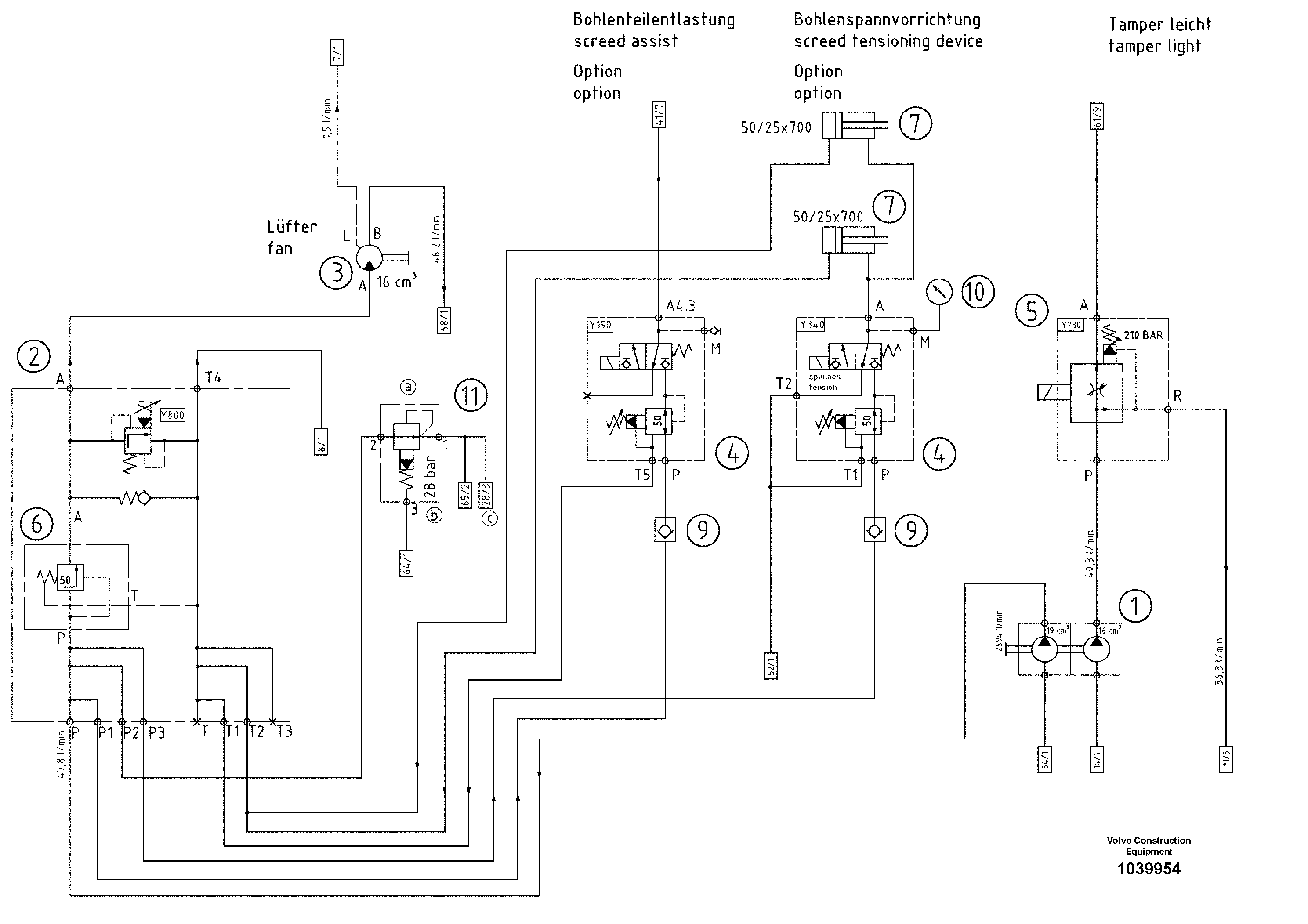 Схема запчастей Volvo ABG5770 - 94352 Hydraulic diagram ABG5770 S/N 20740 -