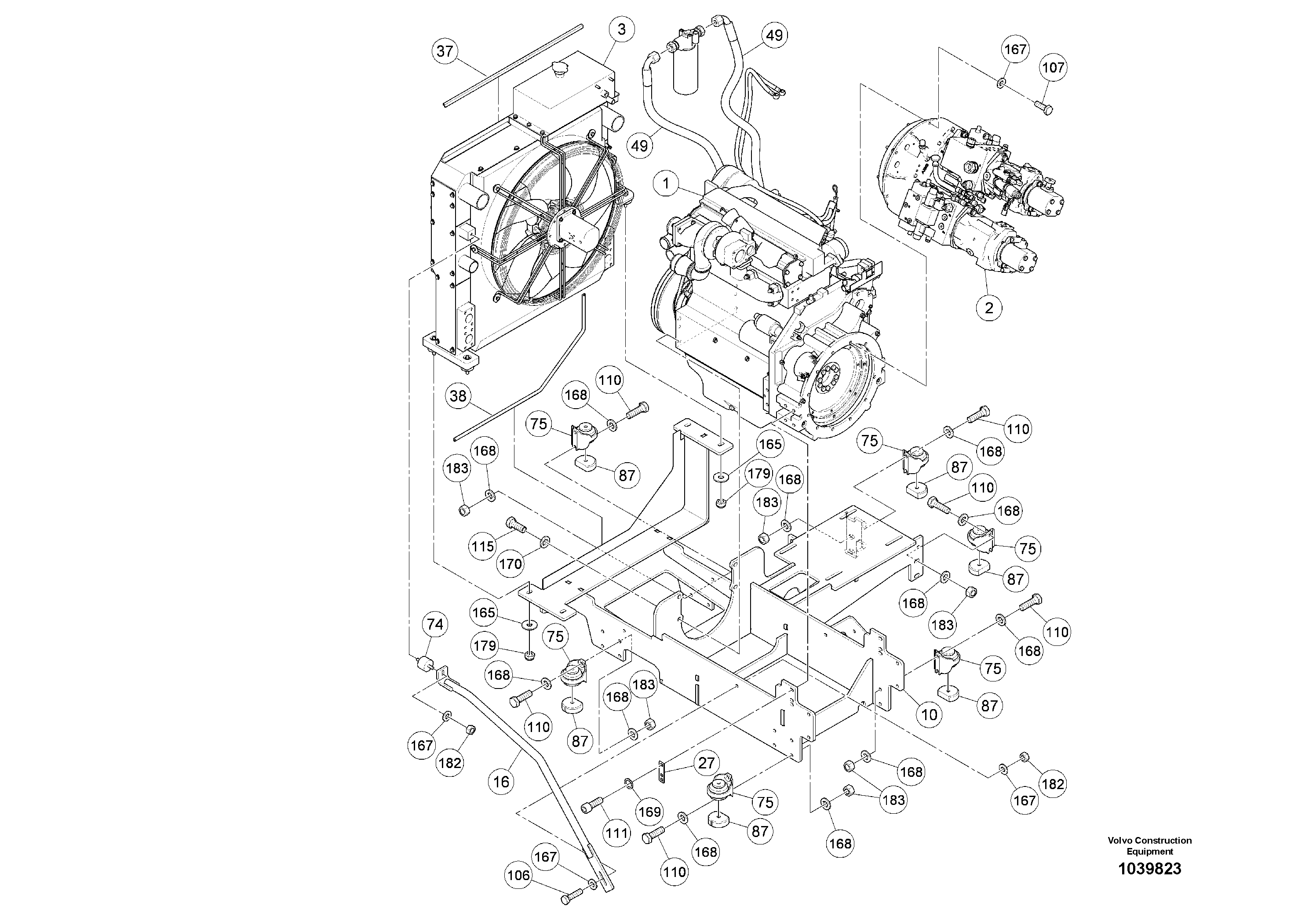 Схема запчастей Volvo ABG5770 - 97876 Basic Engine ABG5770 S/N 20740 -