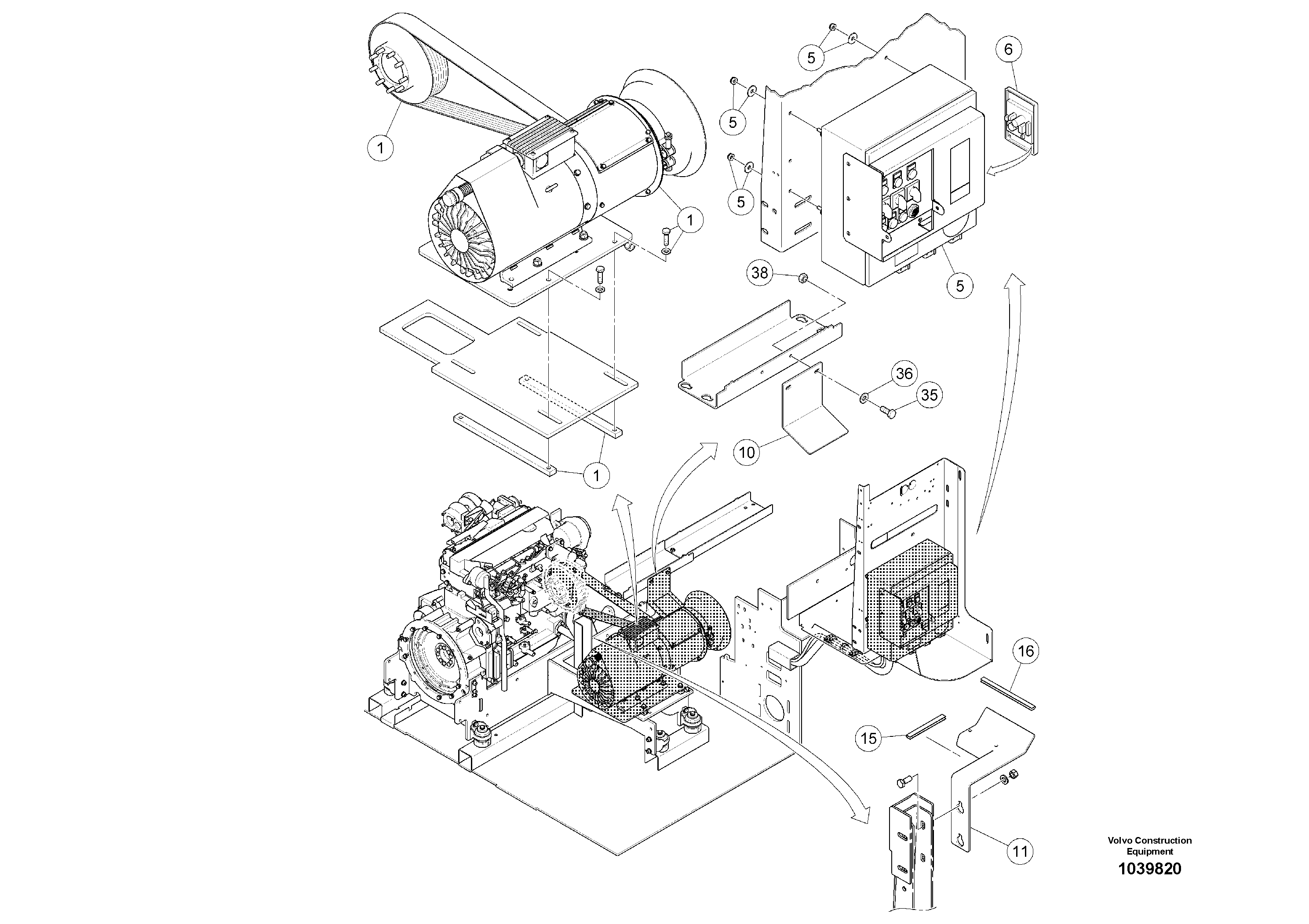 Схема запчастей Volvo ABG5770 - 92011 Alternator mounting set ABG5770 S/N 20740 -