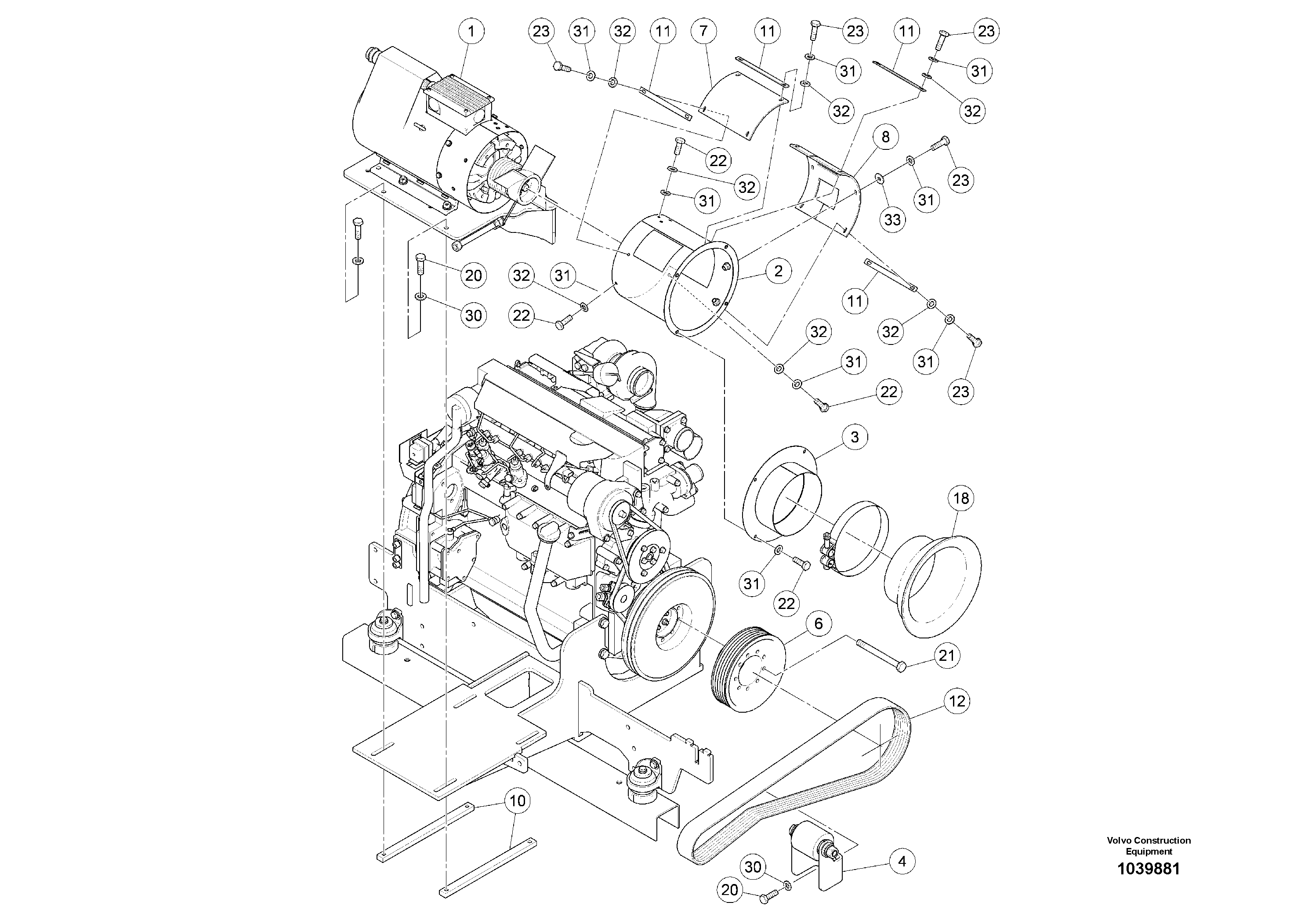 Схема запчастей Volvo ABG5770 - 99050 Alternator-mounting Engine ABG5770 S/N 20740 -