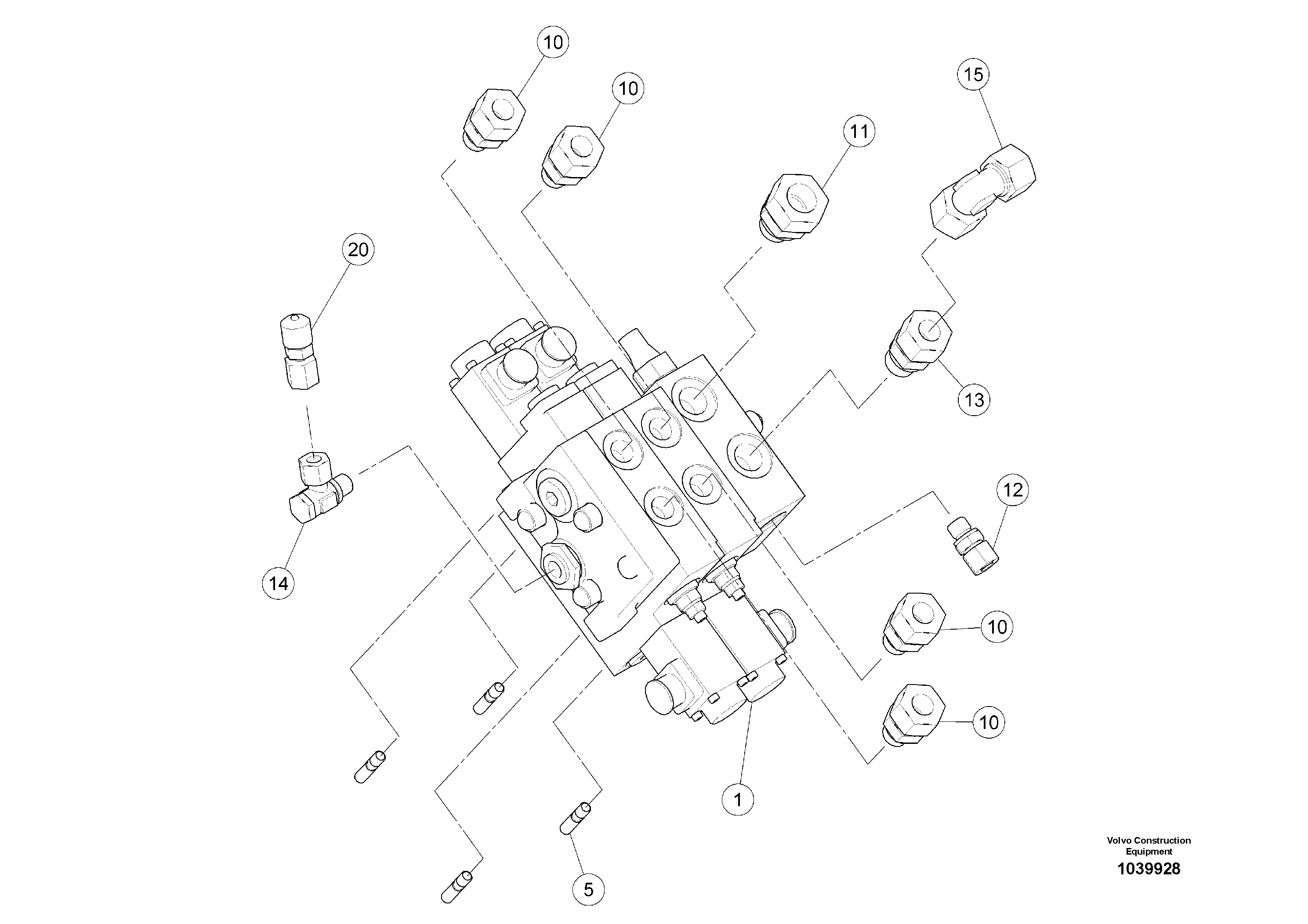Схема запчастей Volvo ABG5770 - 94065 Valve block auger ABG5770 S/N 20740 -