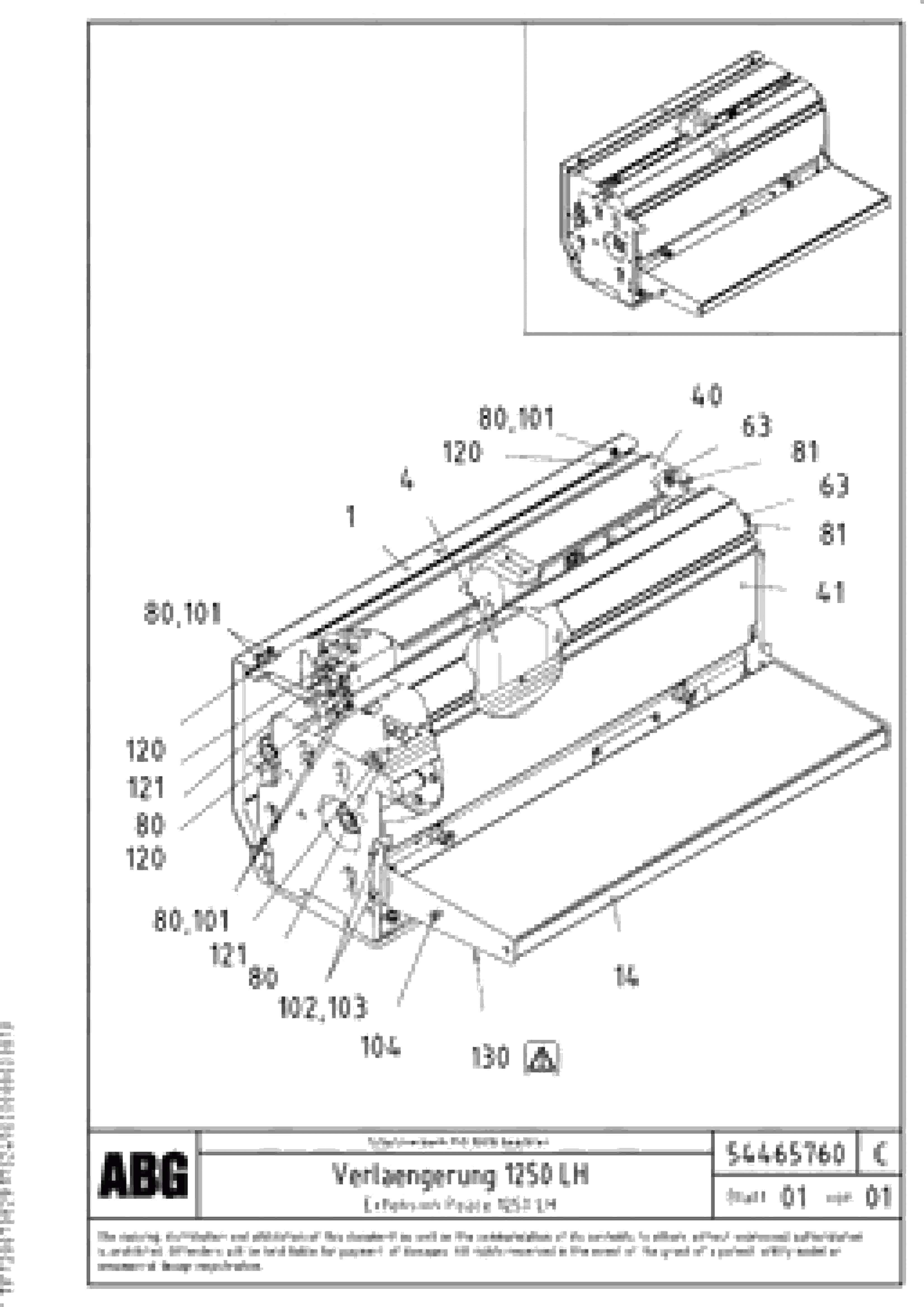 Схема запчастей Volvo ABG5770 - 76712 Extension VB 78 ETC ATT. SCREED 2,5 - 9,0 M ABG5770, ABG5870, ABG6870