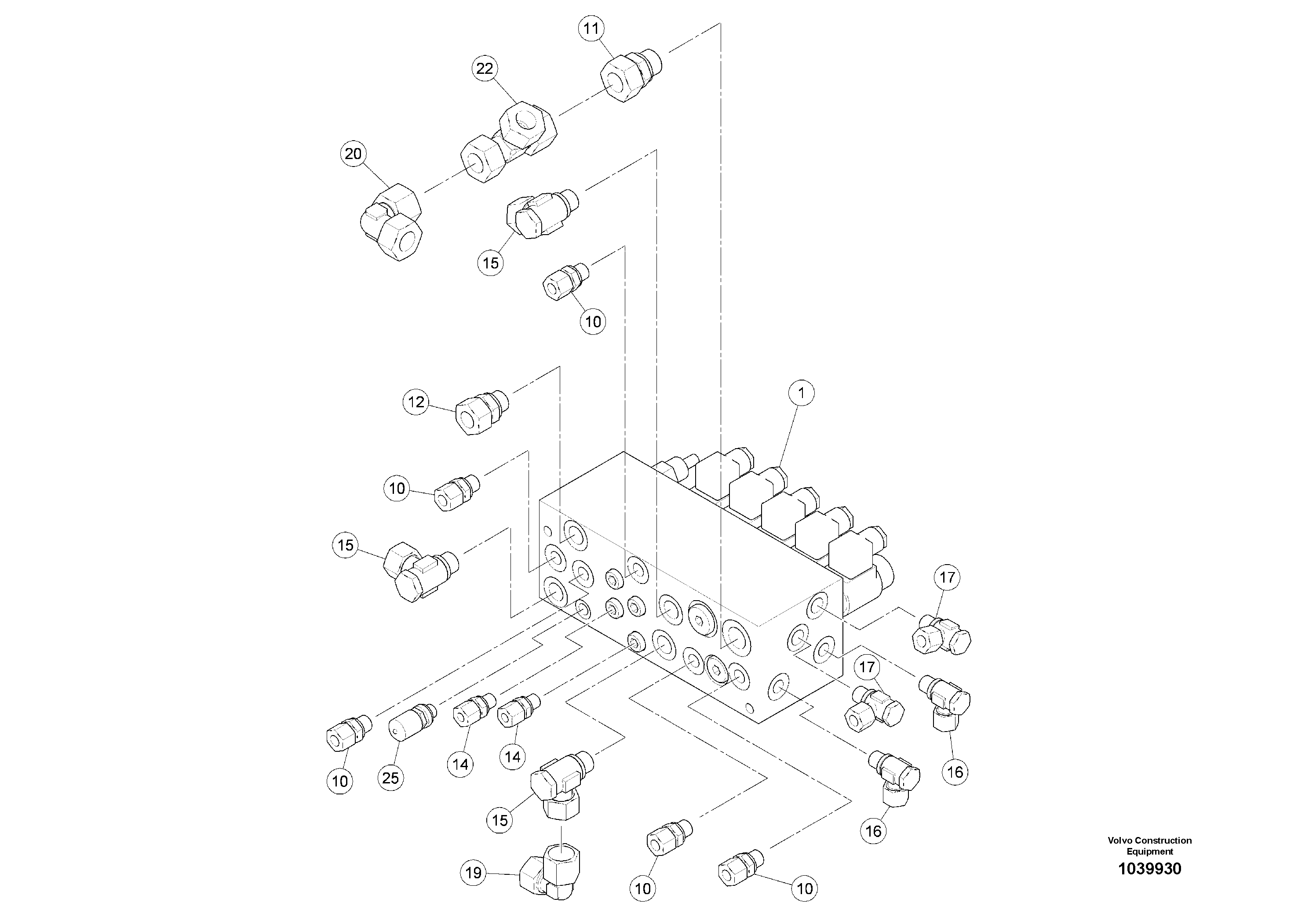 Схема запчастей Volvo ABG5870 - 58042 Valve block cylinder ABG5870 S/N 22058 -