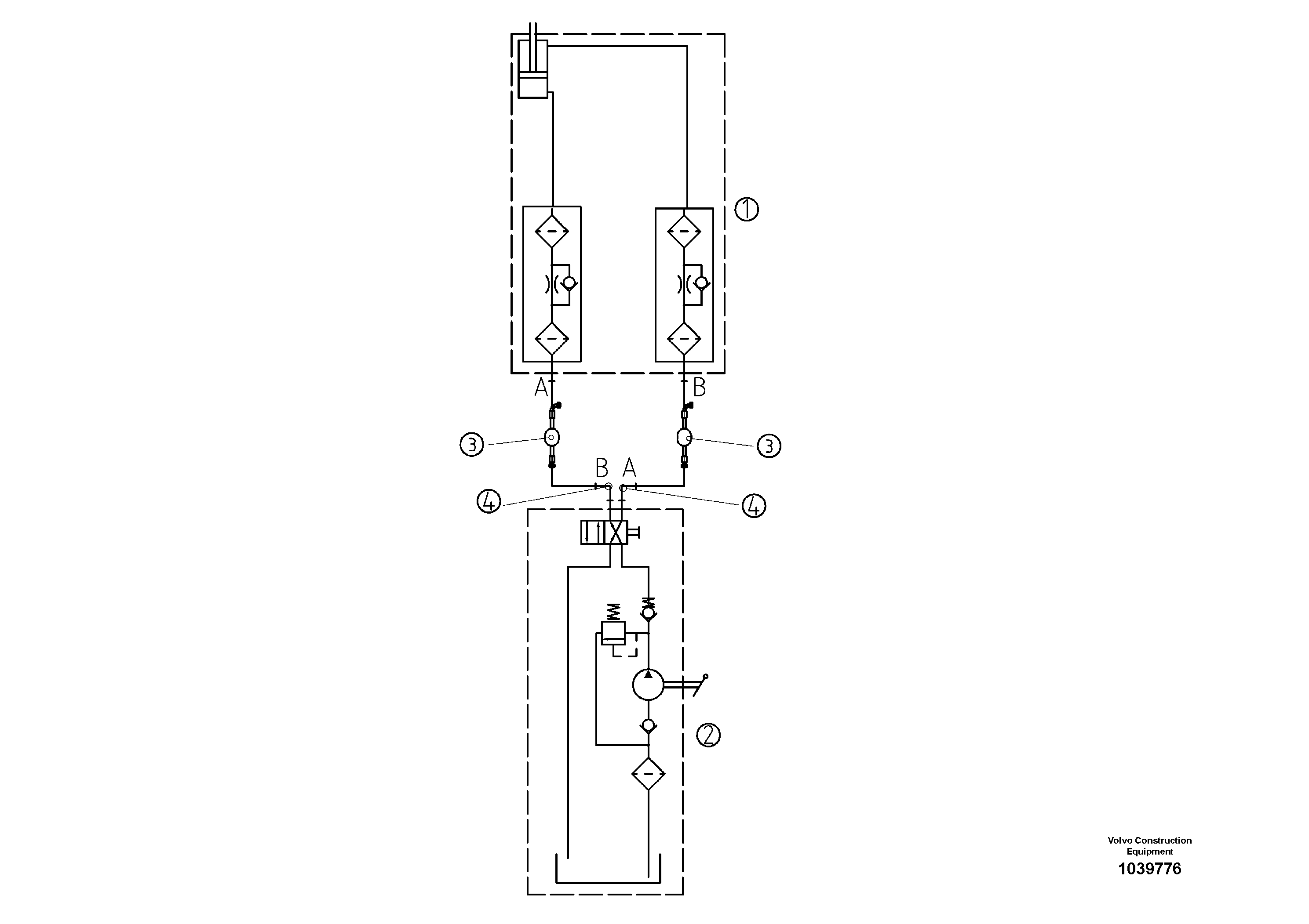 Схема запчастей Volvo ABG5870 - 52722 Hydraulic Diagram, Roof ABG5870 S/N 22058 -