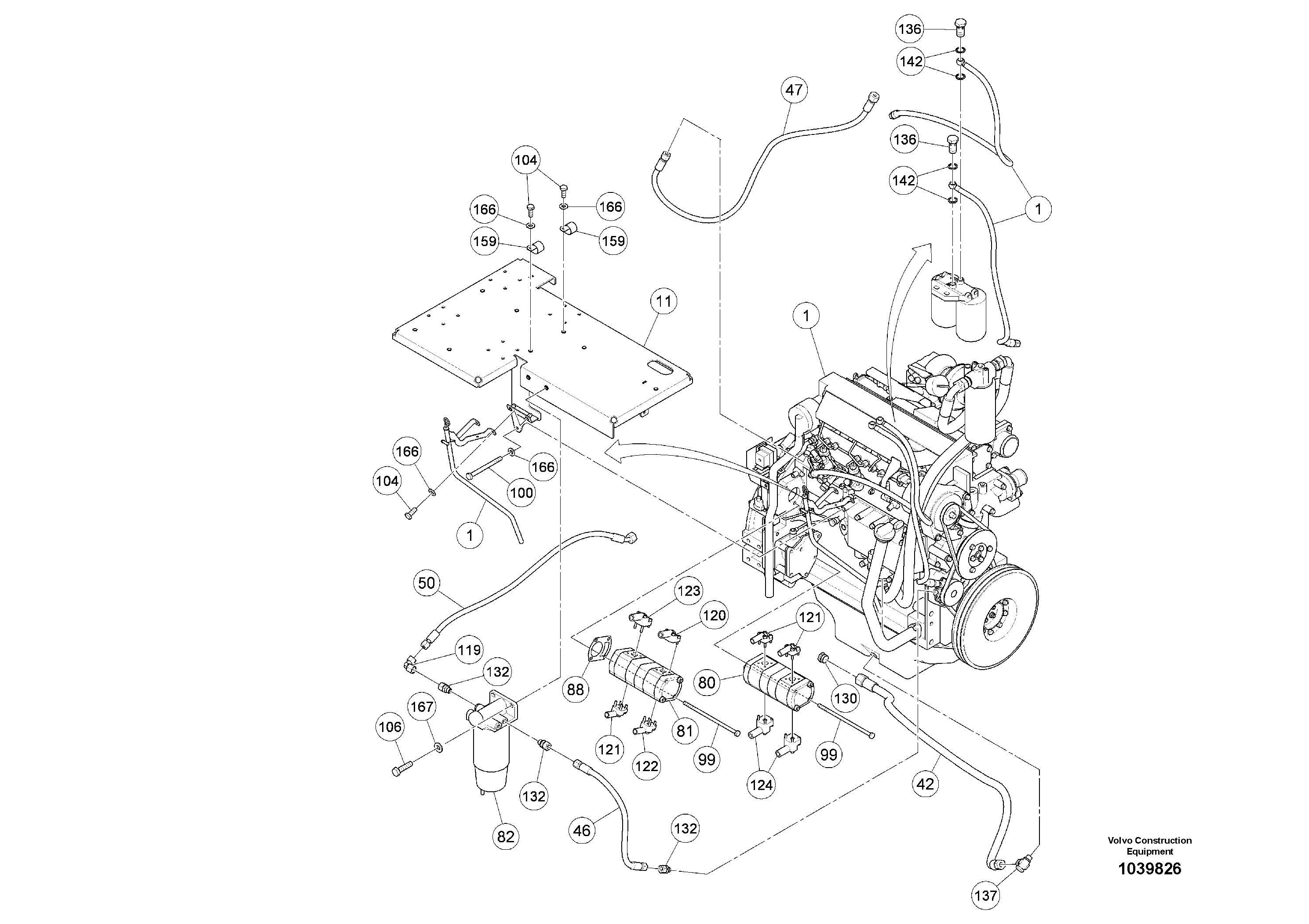 Схема запчастей Volvo ABG5870 - 59543 Basic Engine ABG5870 S/N 22058 -