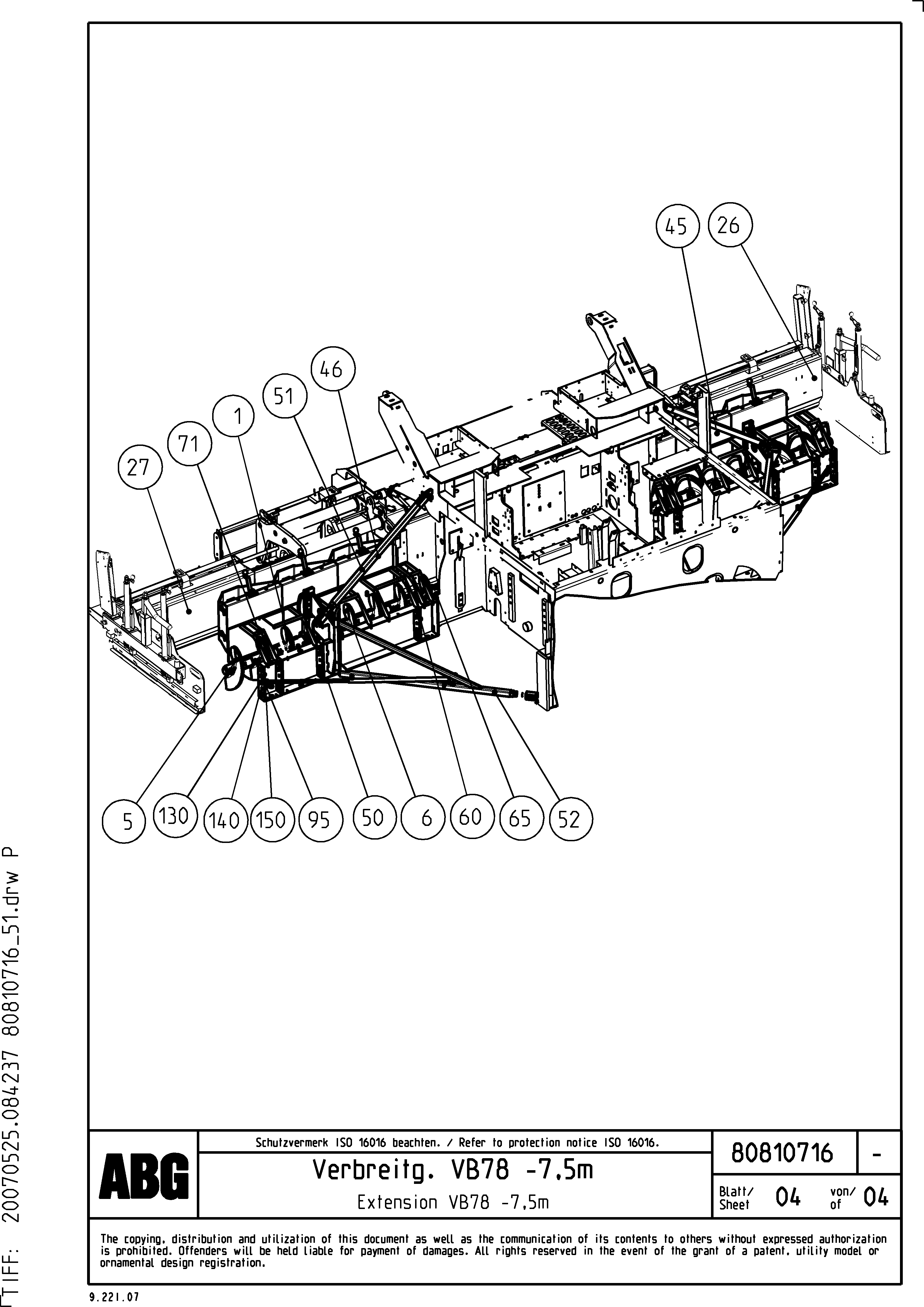 Схема запчастей Volvo ABG5870 - 78340 Deflector for extension VB 78 GTC ATT. SCREEDS 2,5 - 9,0M ABG5770, ABG5870, ABG6870