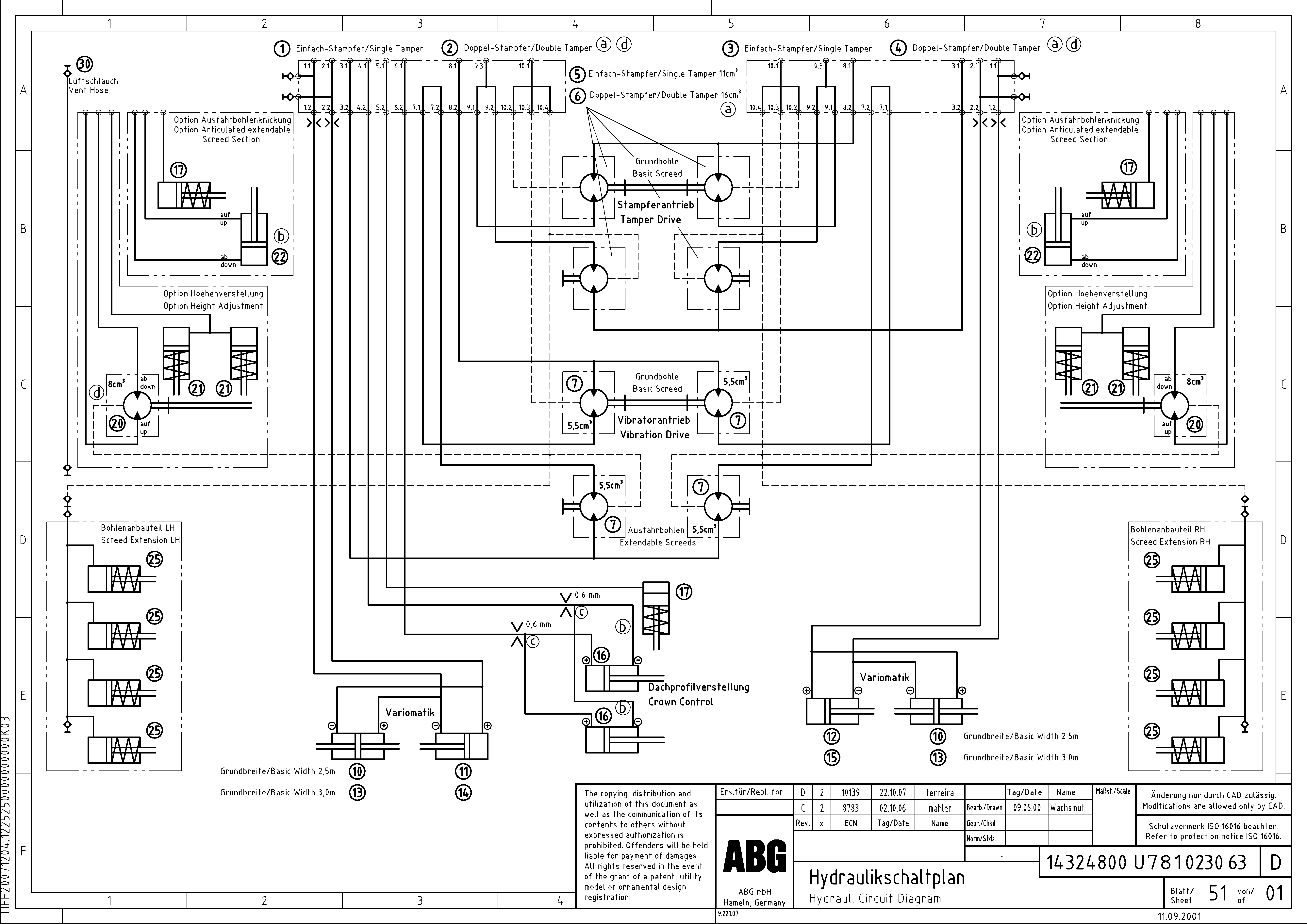 Схема запчастей Volvo ABG6870 - 73740 Hydraul. Circuit Diagram VB 78 ETC ATT. SCREED 2,5 - 9,0 M ABG5770, ABG5870, ABG6870