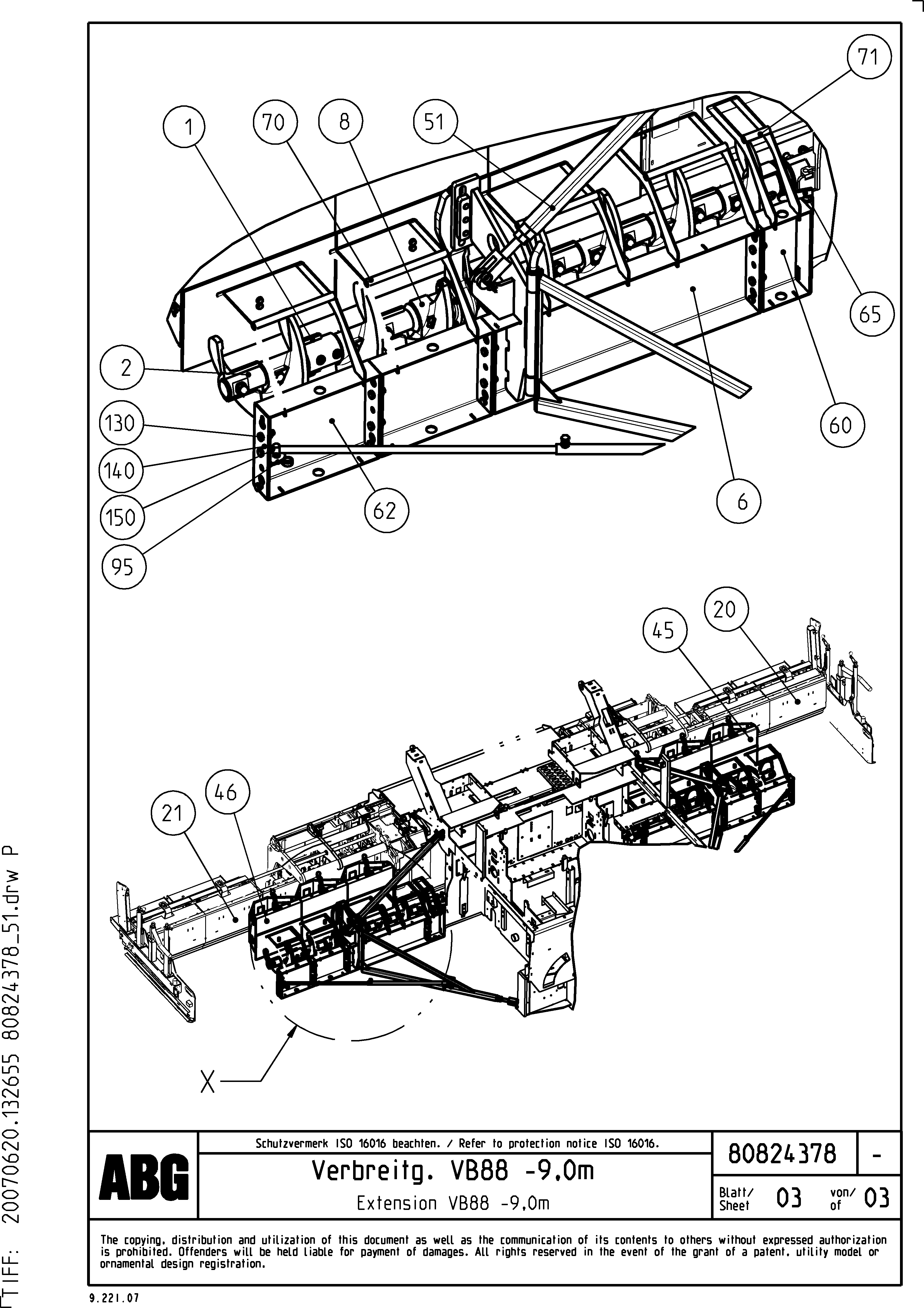 Схема запчастей Volvo ABG6870 - 75540 Expansion, added parts per screed version VB 88 ETC ATT. SCREED 3,0 - 9,0 M ABG6870