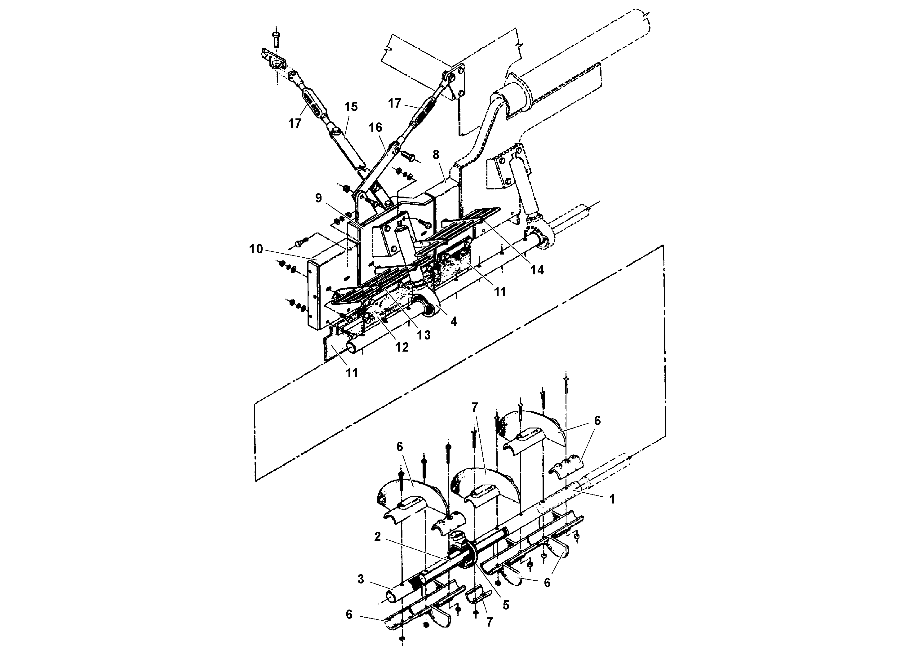 Схема запчастей Volvo PF161 - 102210 Auger and Tunnel/guard Extension PF161 S/N 197506 -