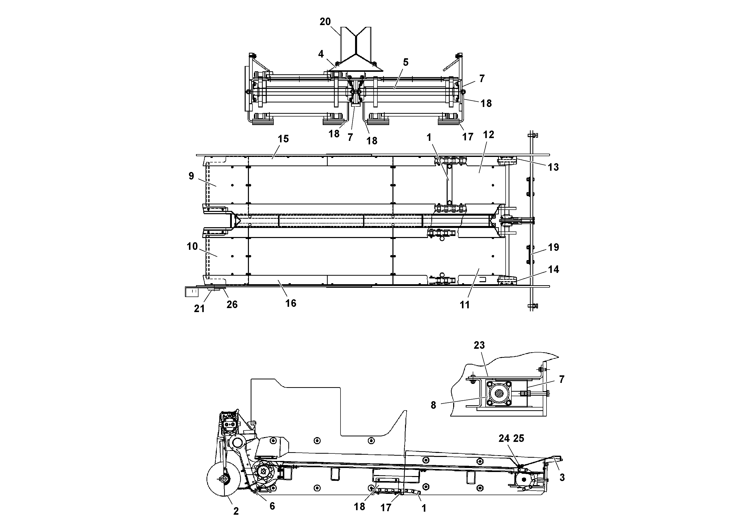 Схема запчастей Volvo PF161 - 72773 Auger/conveyor Arrangement PF161 S/N 197506 -