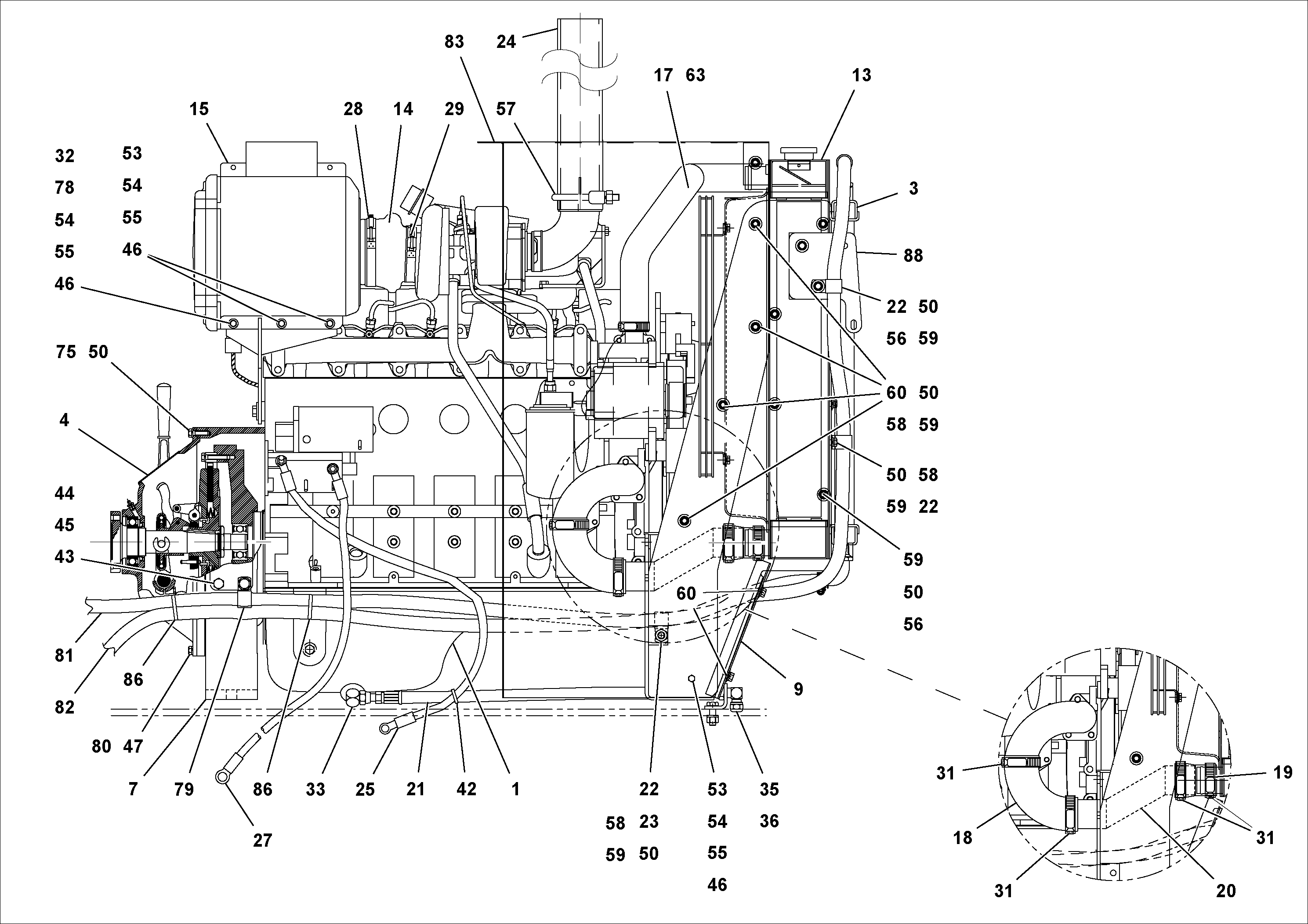 Схема запчастей Volvo PF2181 - 93545 Двигатель в сборе PF2181 S/N 197473-